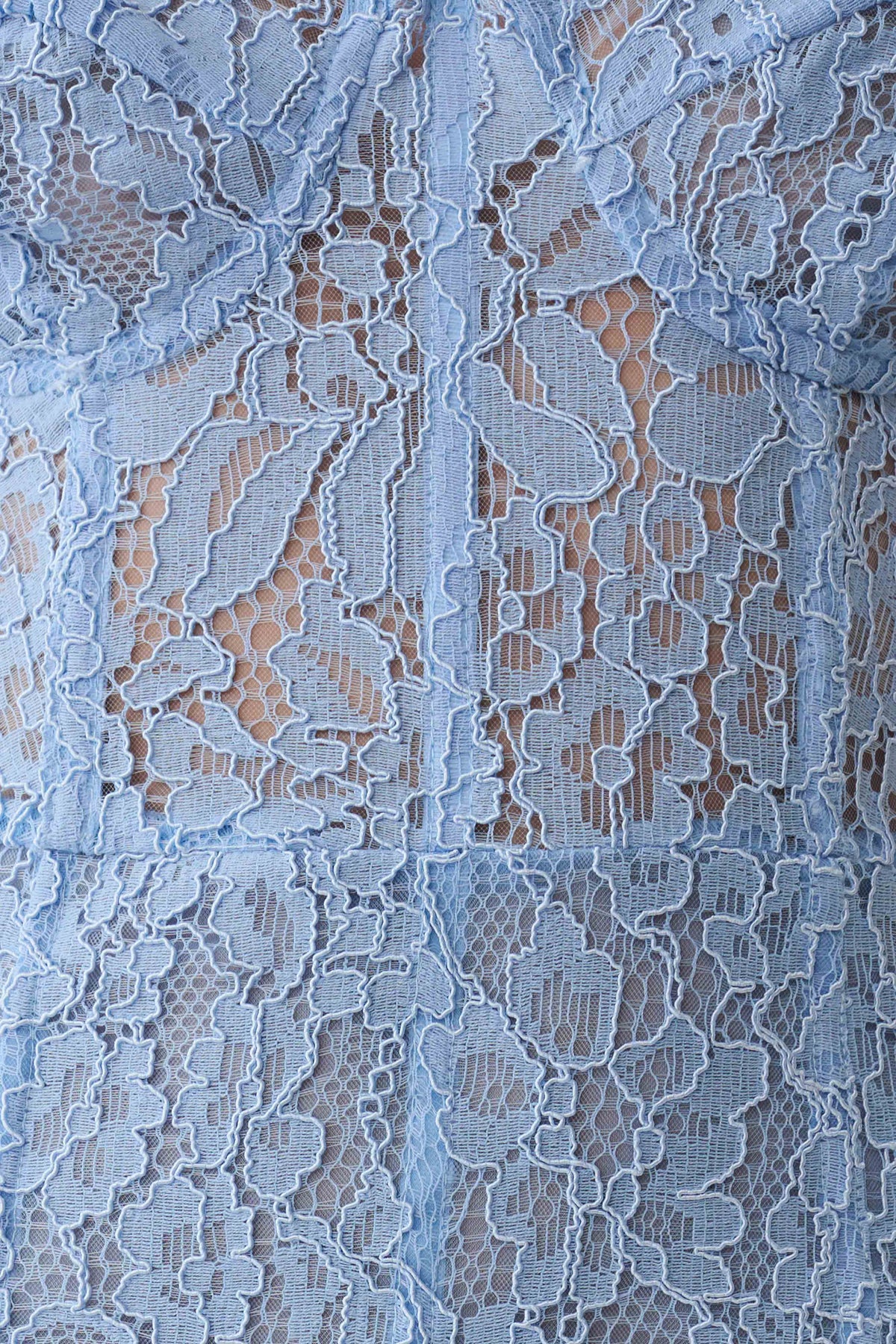 Ottilie Lace And Mesh Midi Dress - Sky Blue