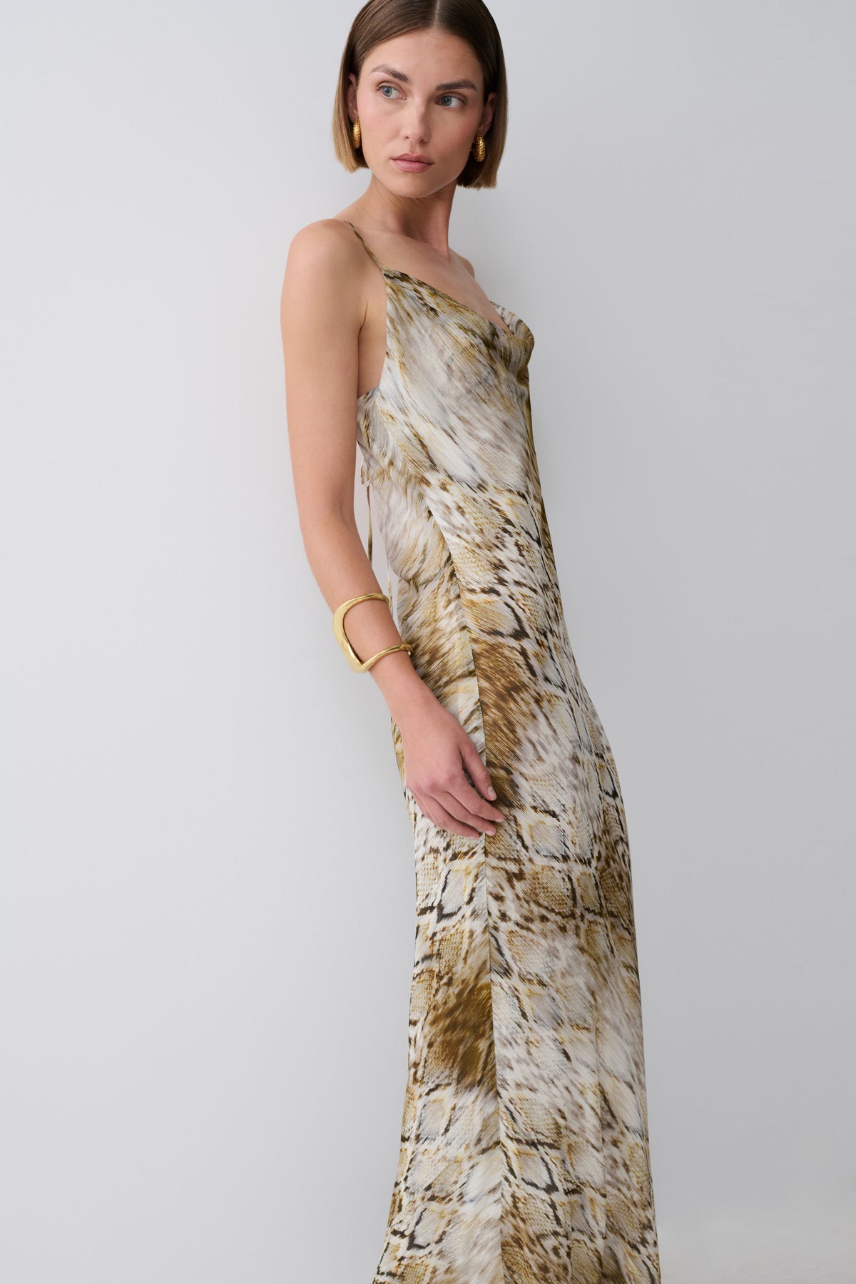 Zoe Cowl Front Printed Maxi Dress - Snake Print #6