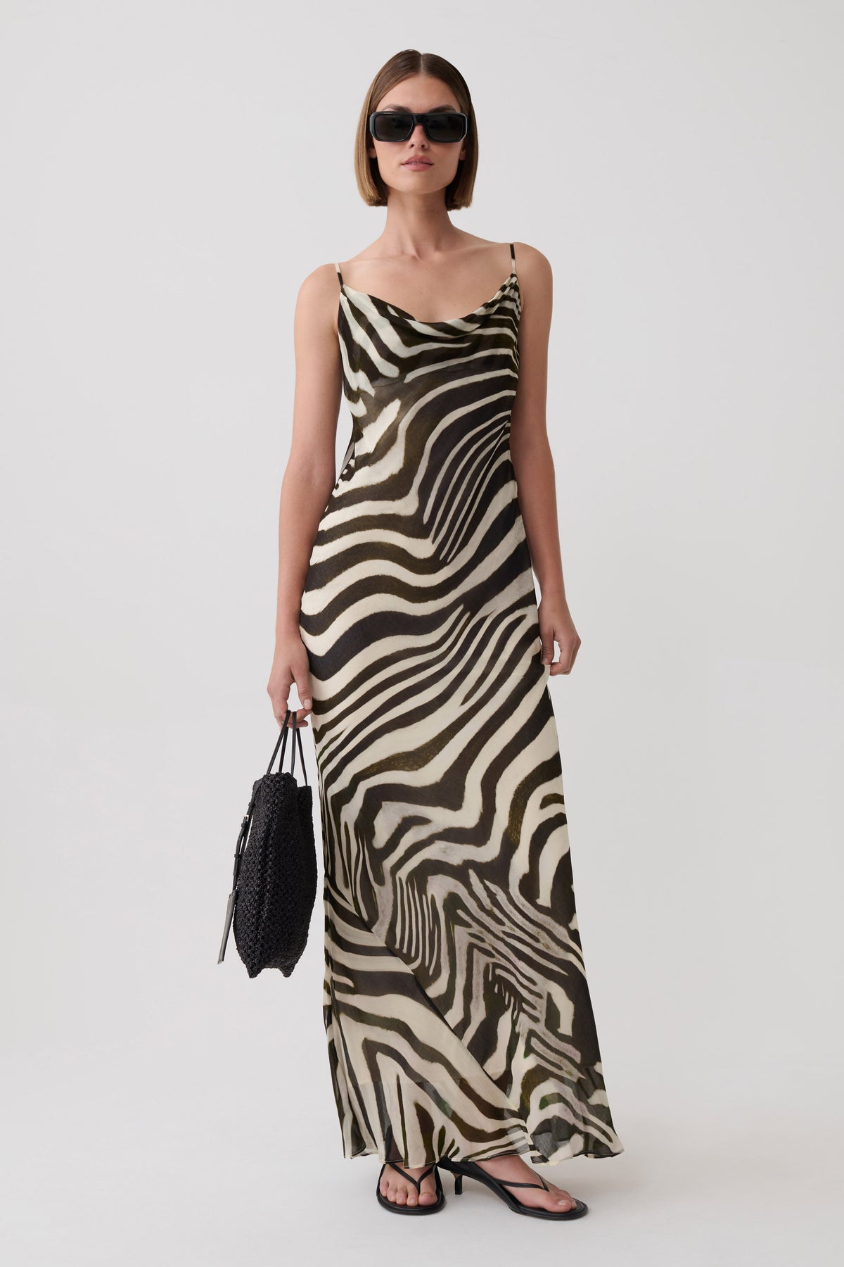 Zoe Cowl Front Printed Maxi Dress - Zebra Print #4