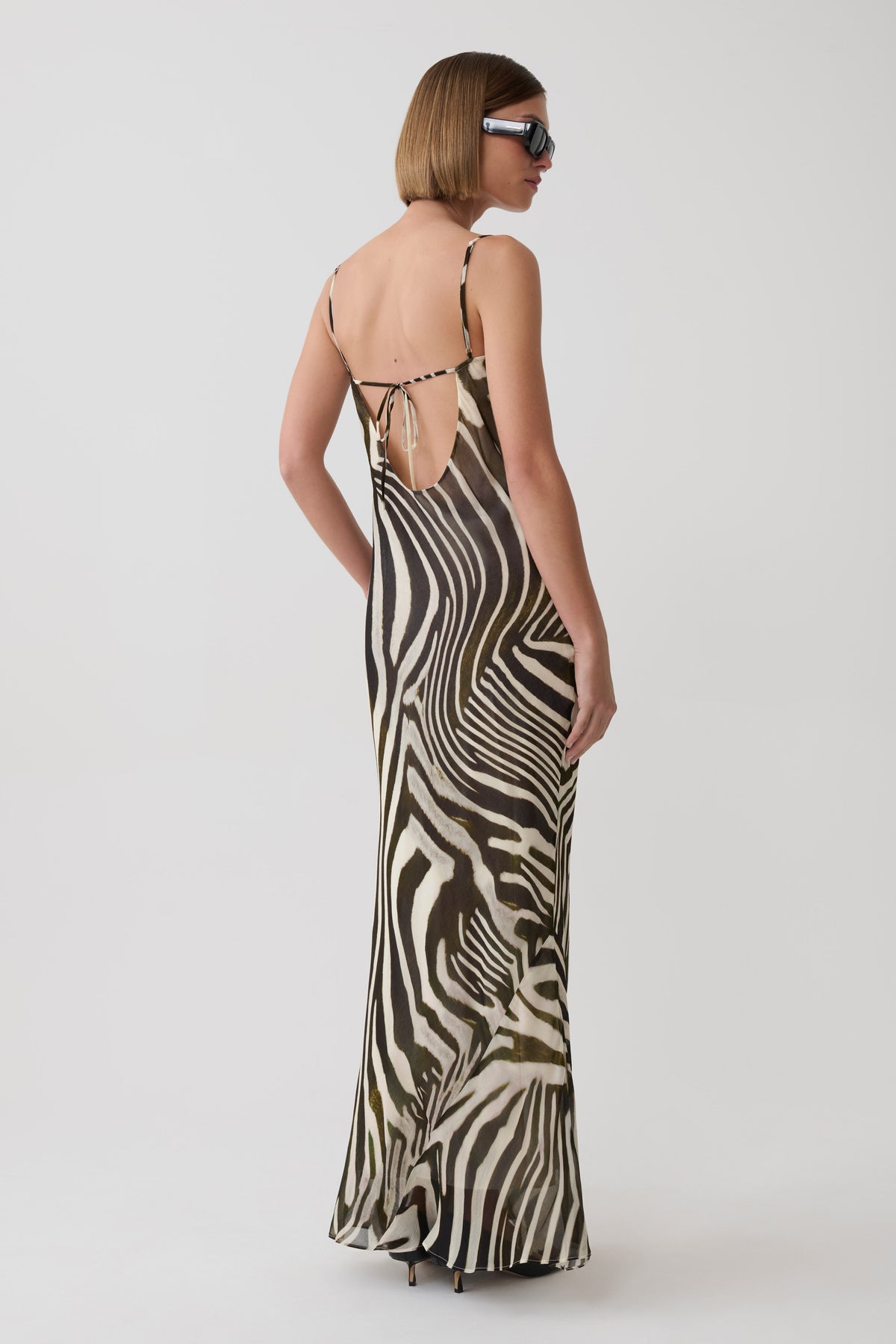 Zoe Cowl Front Printed Maxi Dress - Zebra Print