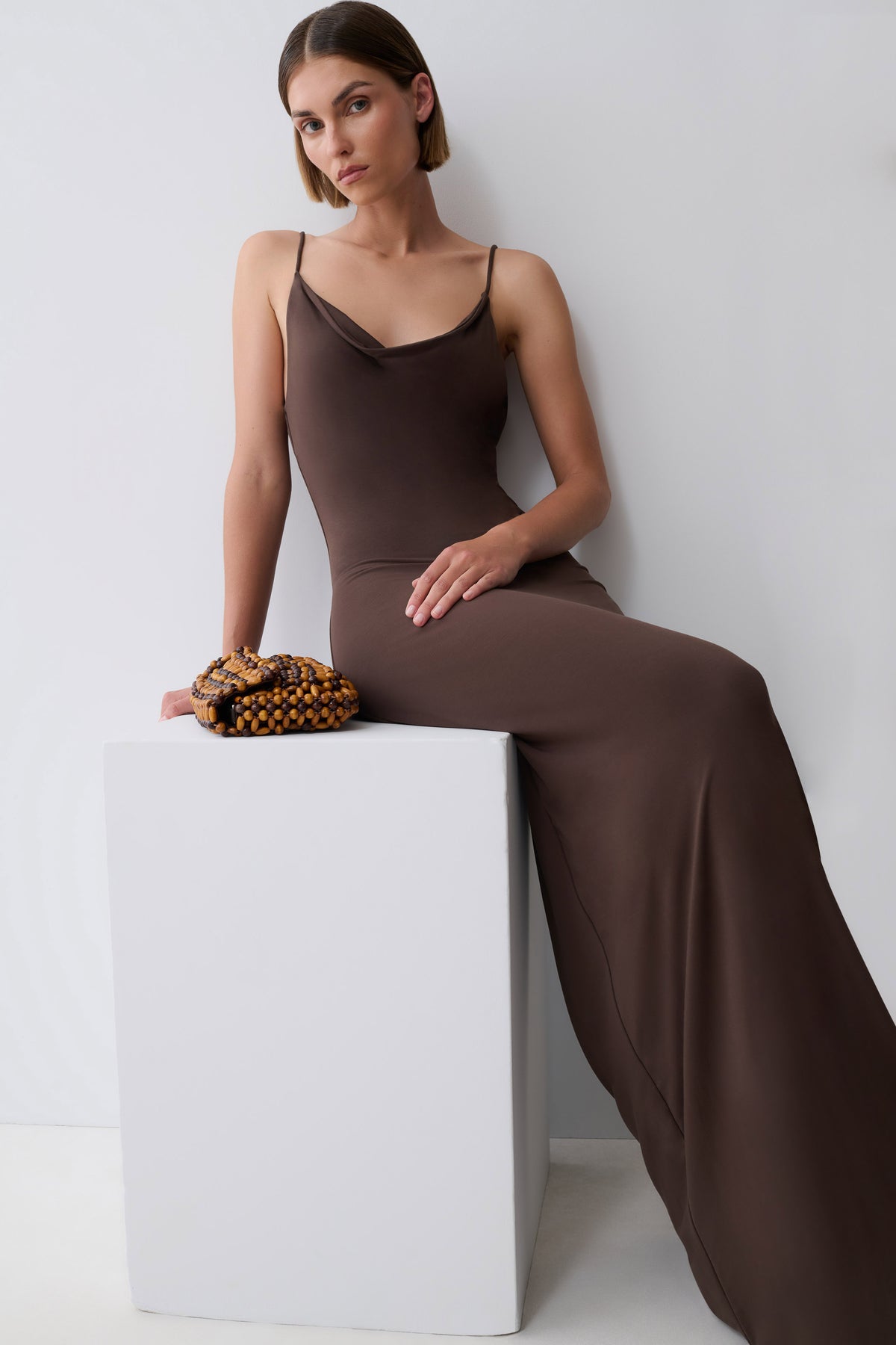 Joni Cowl Maxi Dress - Bitter Chocolate #3