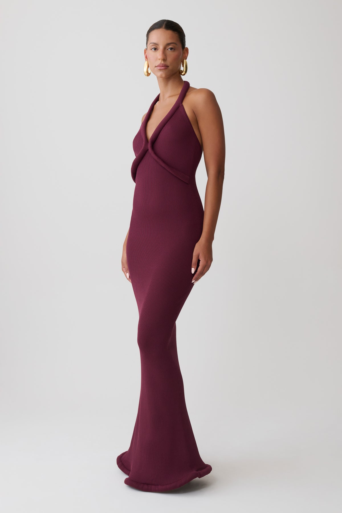Jennifer Tubular Knit Maxi Dress - Plum #4