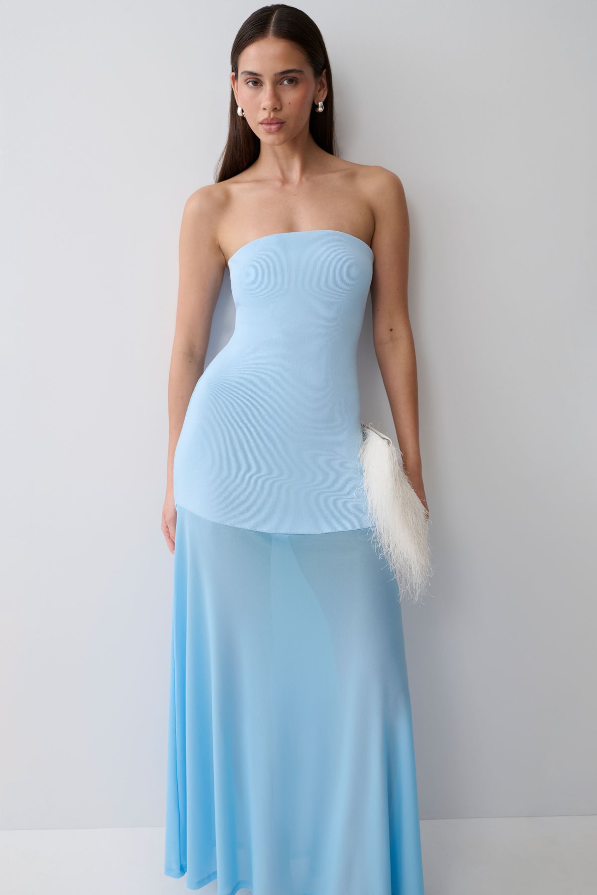 Louie Strapless Knit Maxi Dress - Baby Blue #6