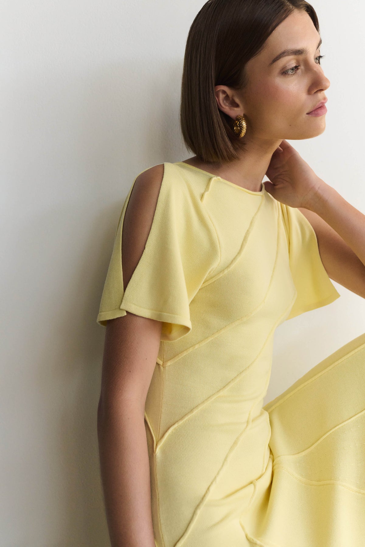 Lani Asymmetrical Knit Midi Dress - Butter Yellow #2