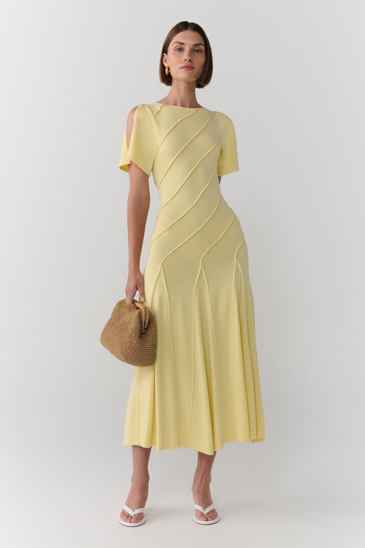 Lani Asymmetrical Knit Midi Dress - Butter Yellow #6