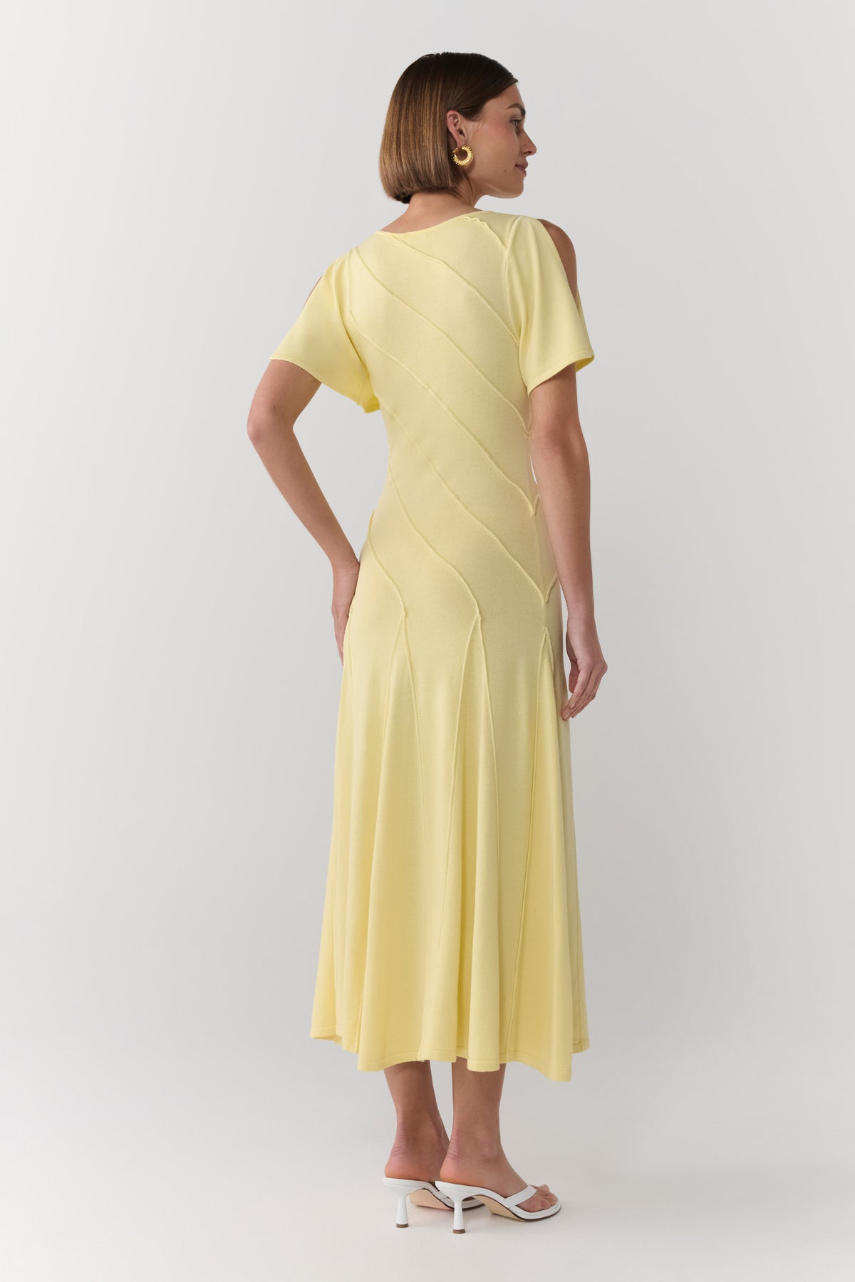 Lani Asymmetrical Knit Midi Dress - Butter Yellow #4
