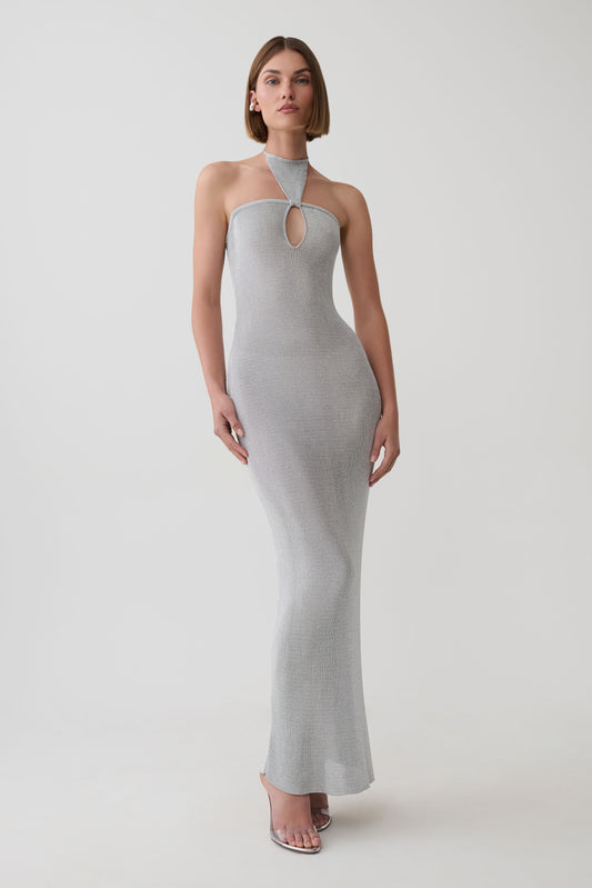 Lane Lurex Knit Maxi Dress - Silver