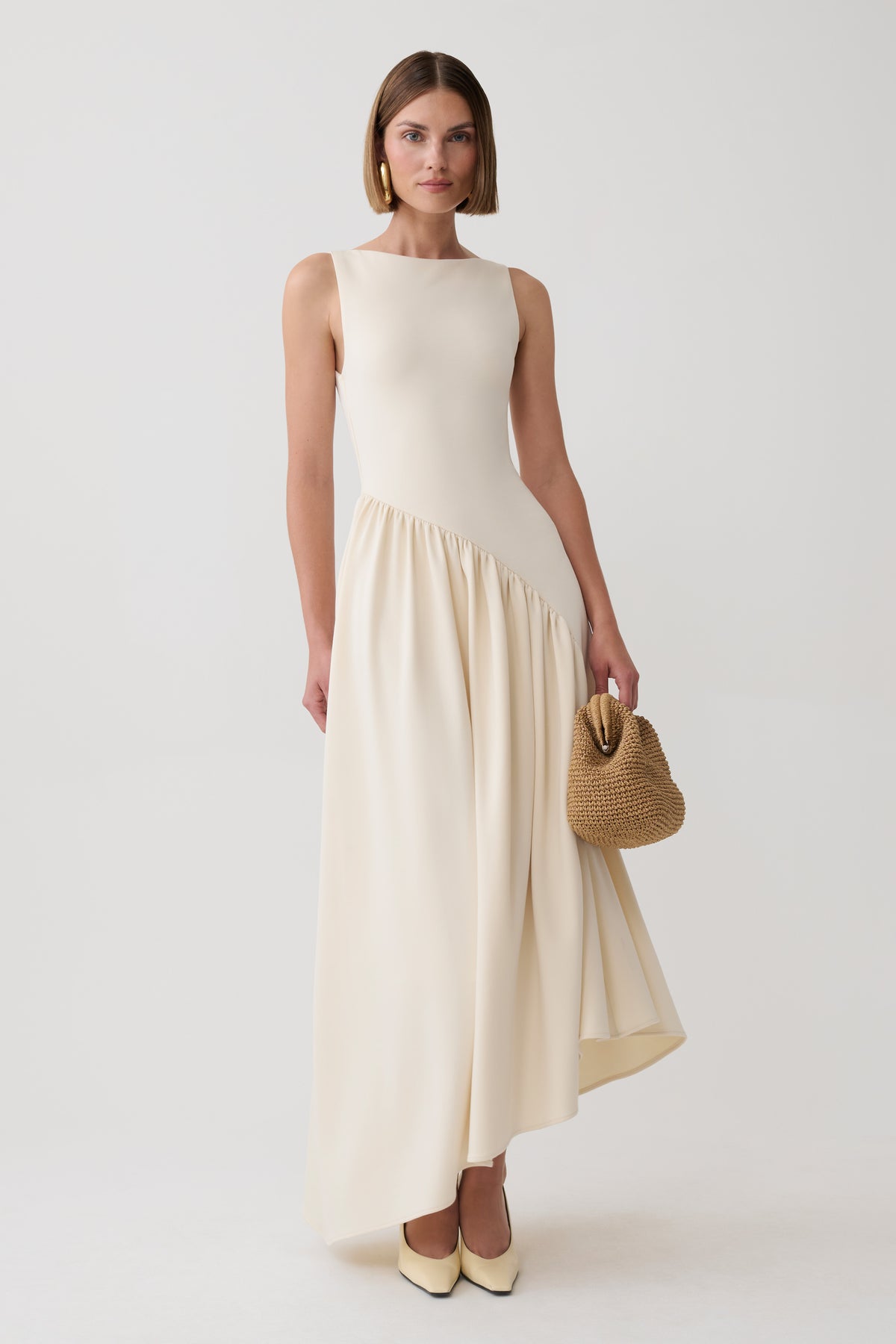 Hester Scuba Midi Dress - Ivory #4