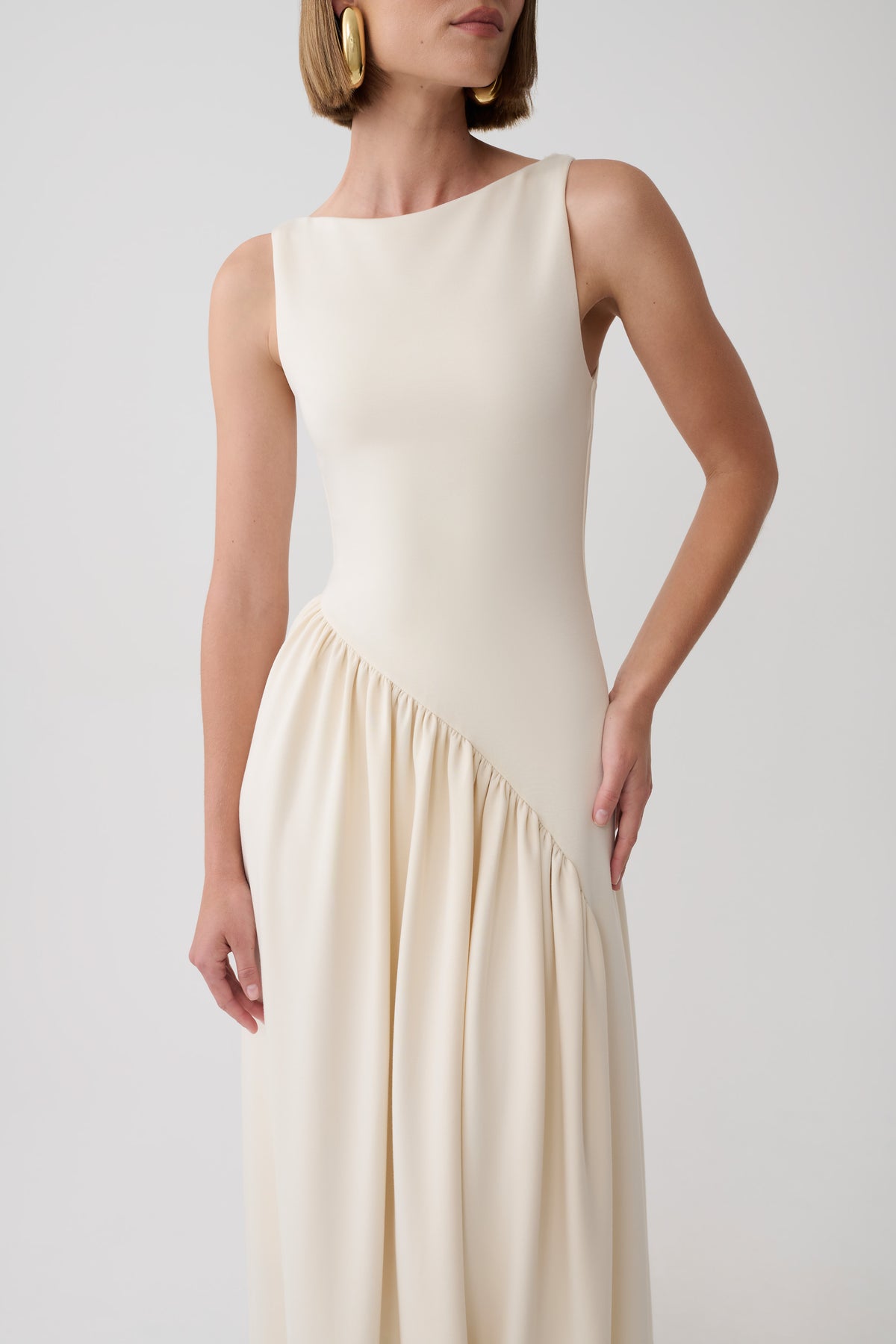 Hester Scuba Midi Dress - Ivory #3