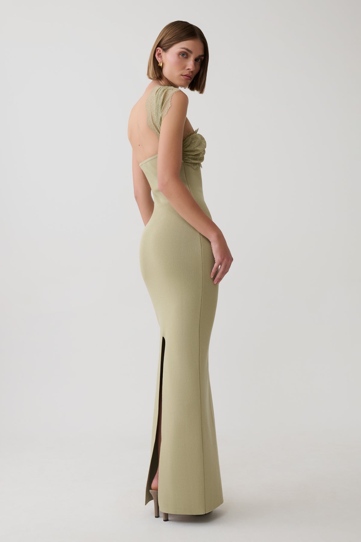 Leny Lace & Bandage Knit Maxi Dress - Green #2