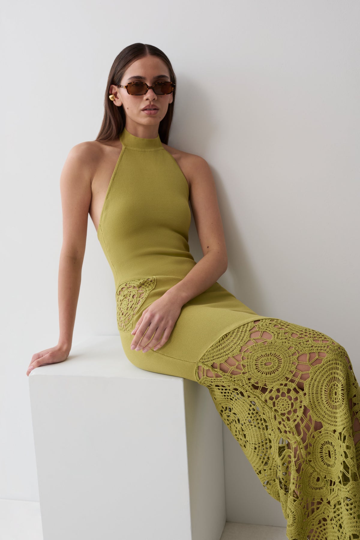 Clare Crochet Knit Maxi Dress - Chartreuse #4