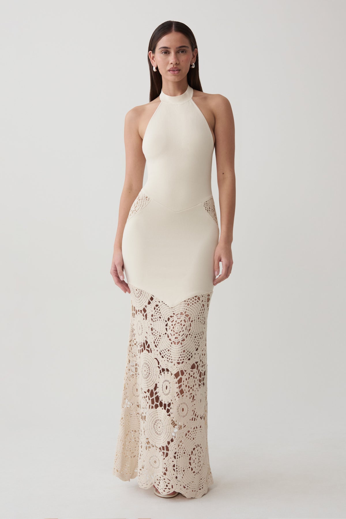 Clare Crochet Knit Maxi Dress - Ivory