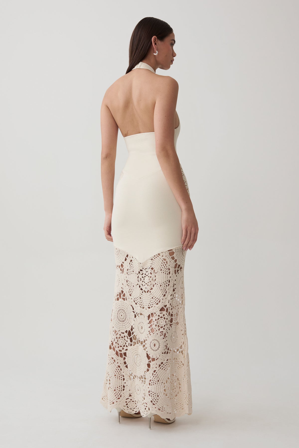 Clare Crochet Knit Maxi Dress - Ivory #2