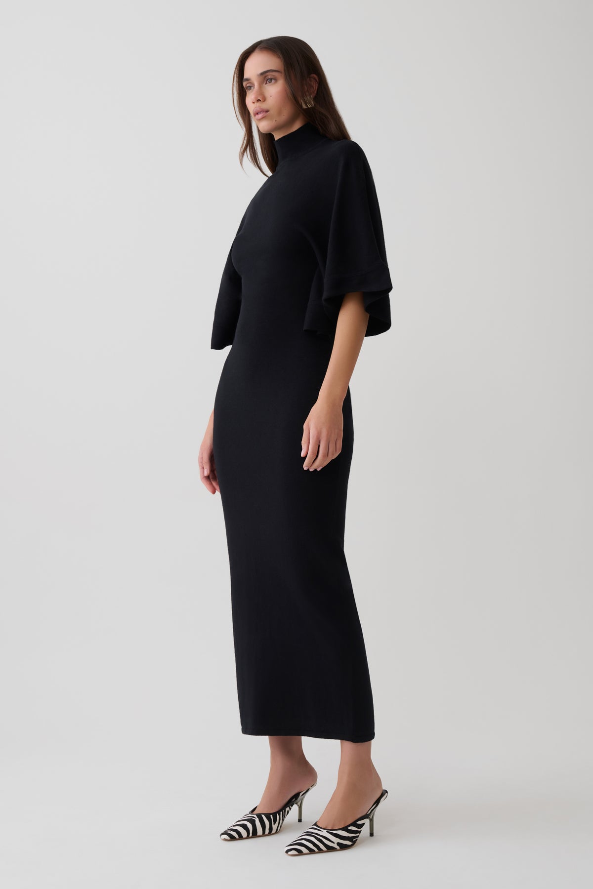 Helania High Neck Knit Maxi Dress - Black #4
