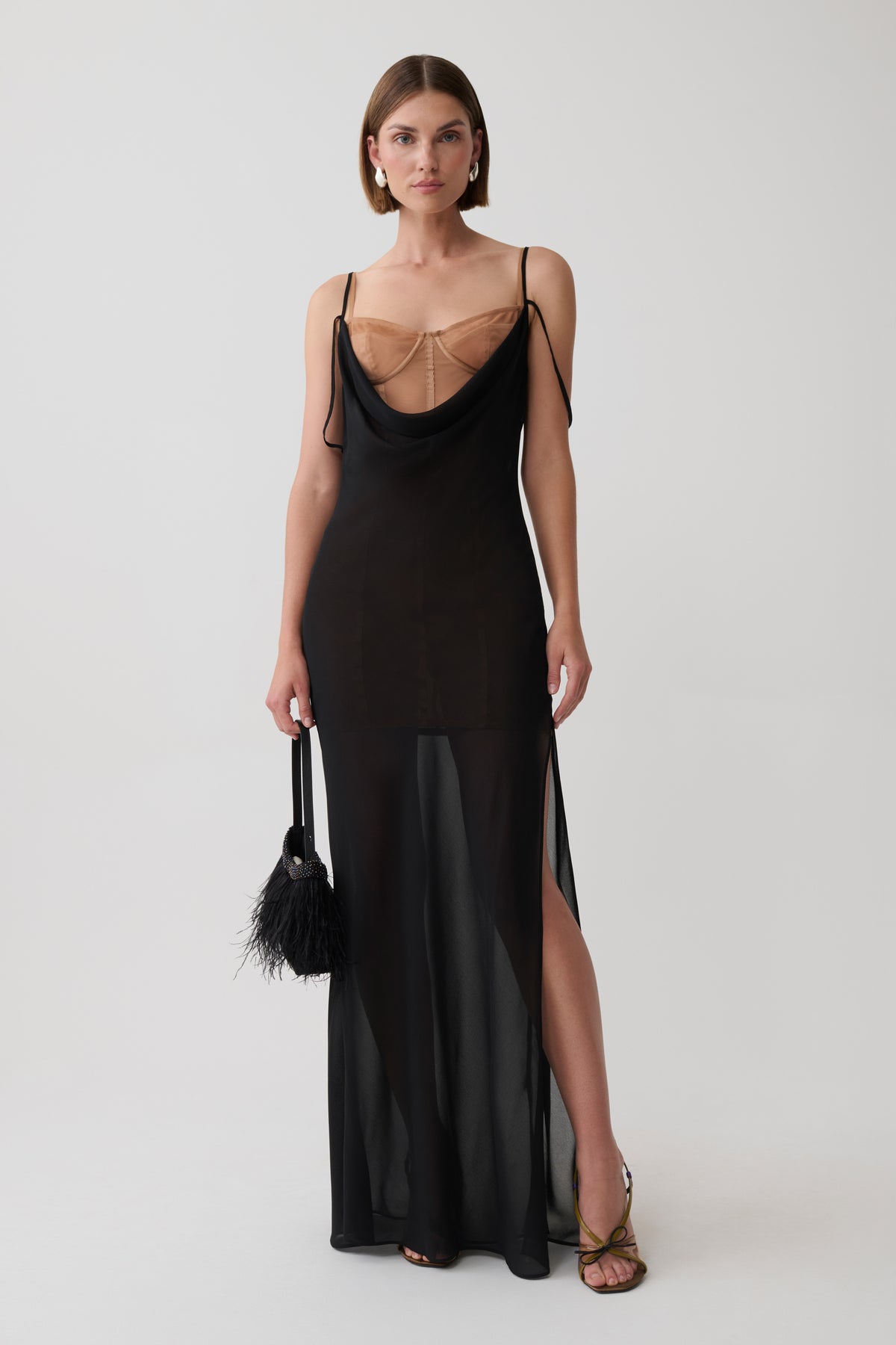 Alexandra Layered Chiffon Maxi Dress - Black