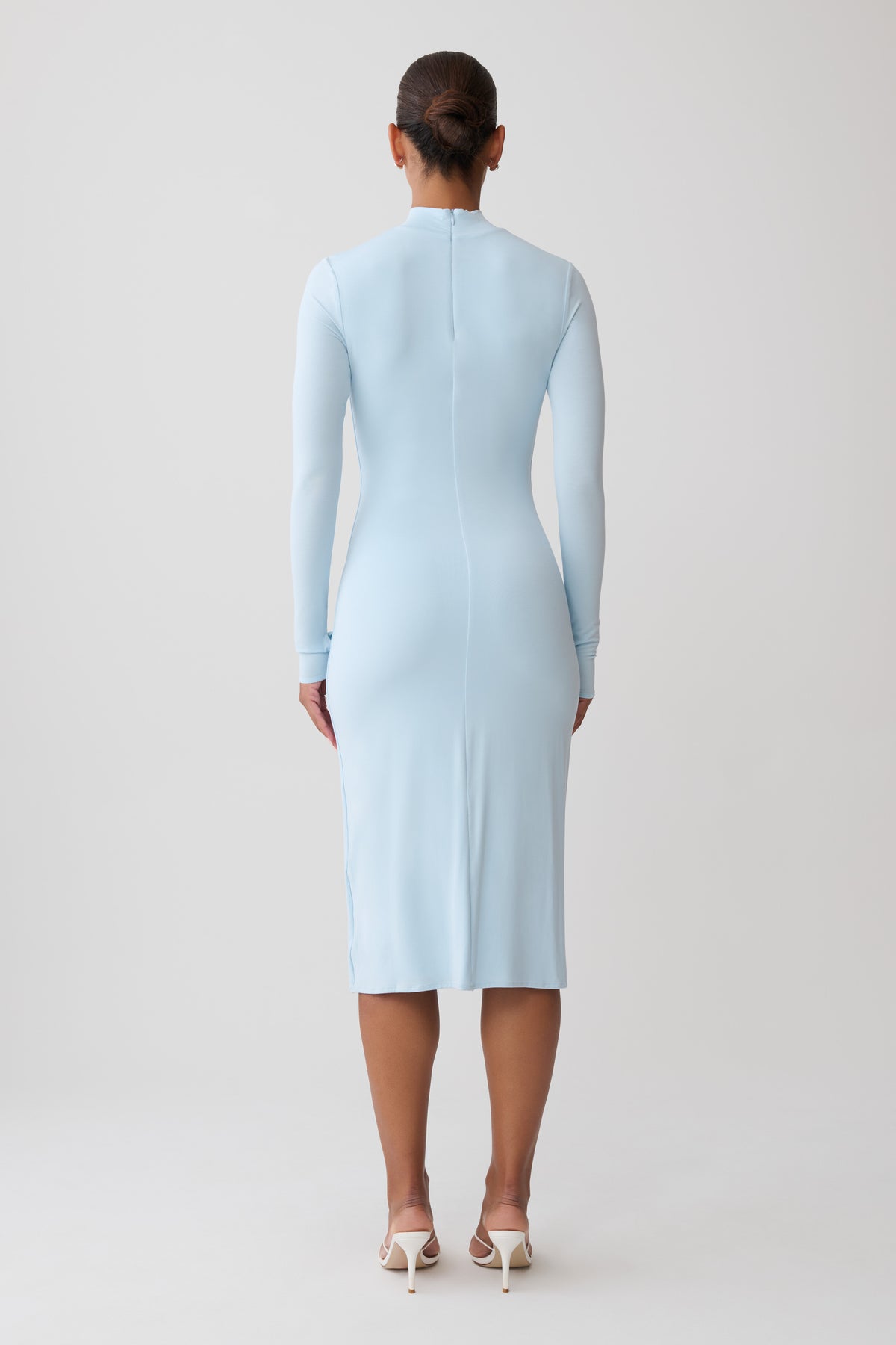 Noelle Longsleeve Roll Neck Midi Dress - Pale Blue #2