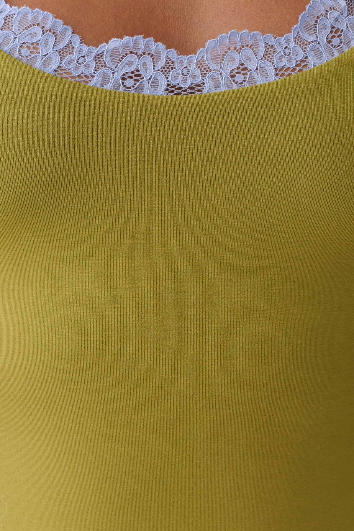 Gardenia Lace Trim Scoop Neck Mini Dress - Olive/Cornflower