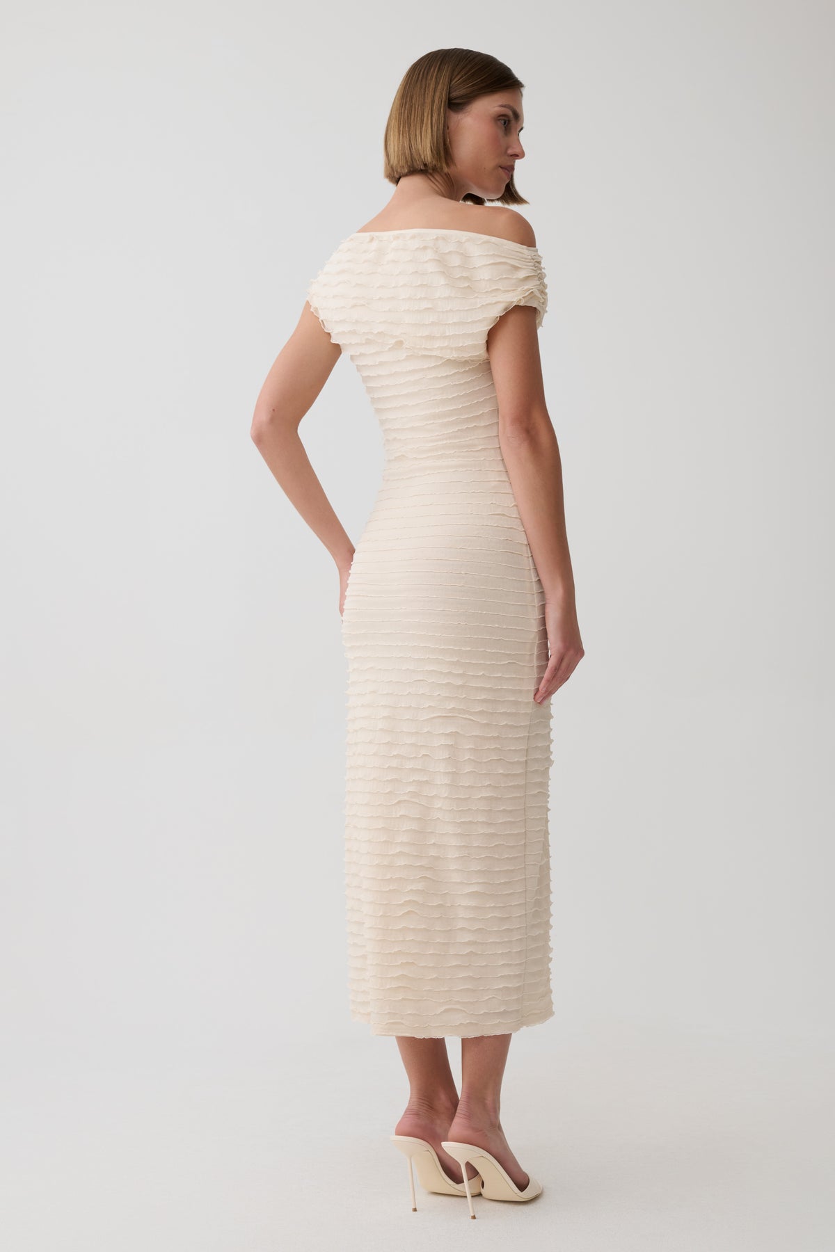 Nara Frilled Midi Dress - Ivory #2