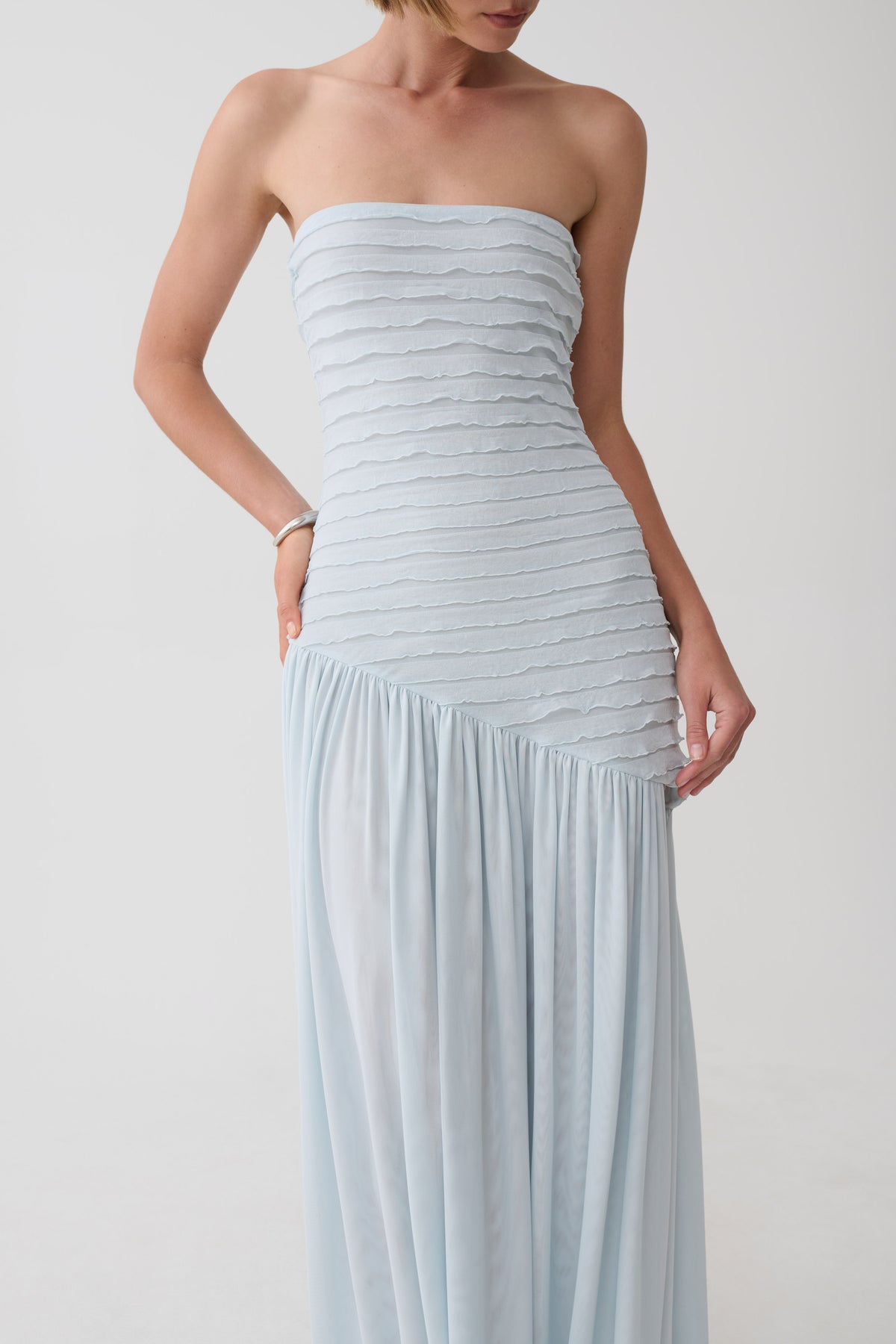 Ciara Frilled Bodice Maxi Dress - Sky Blue #4