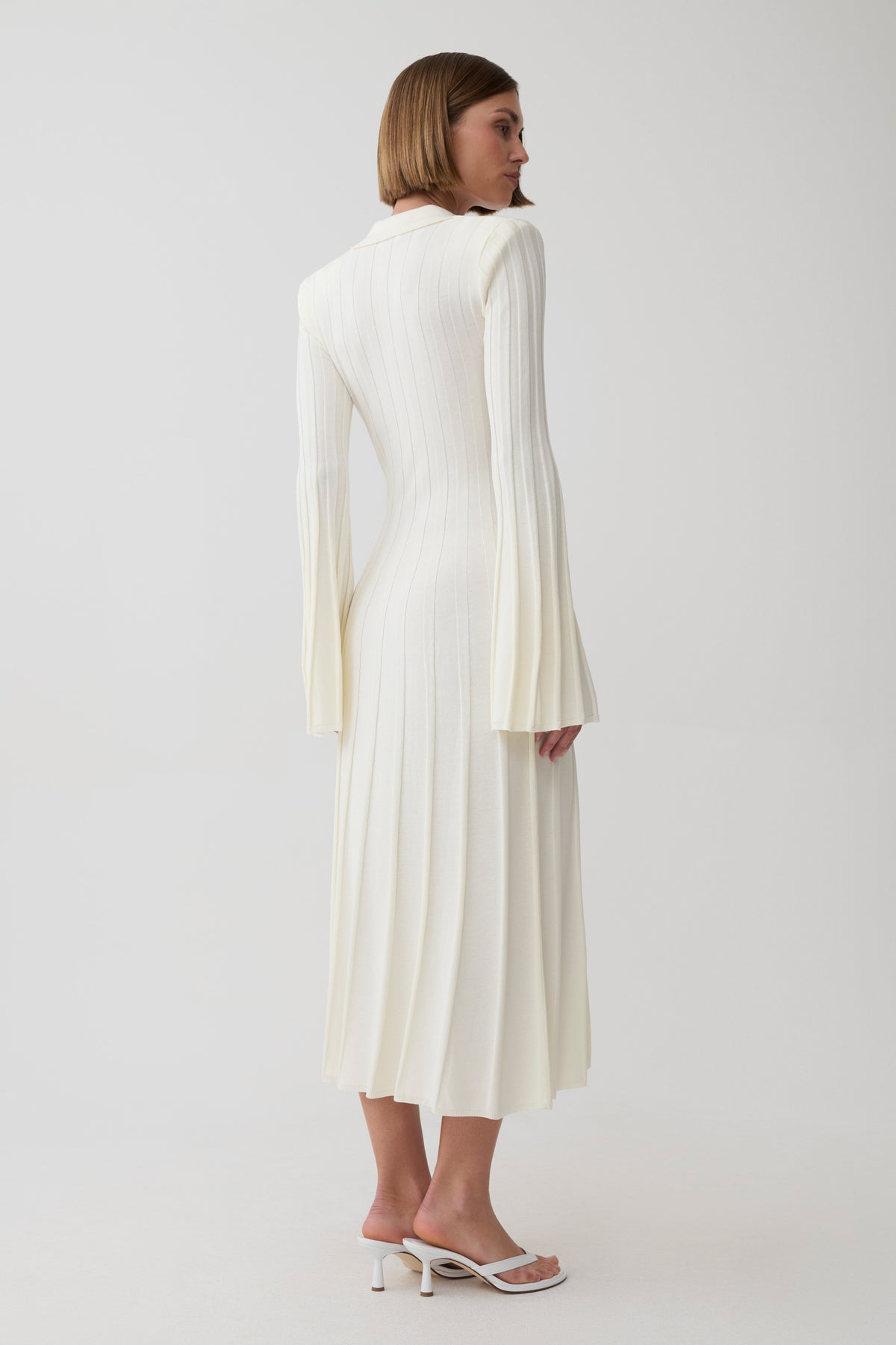 Maddie Long Sleeve Knit Midi Dress - Ivory #4