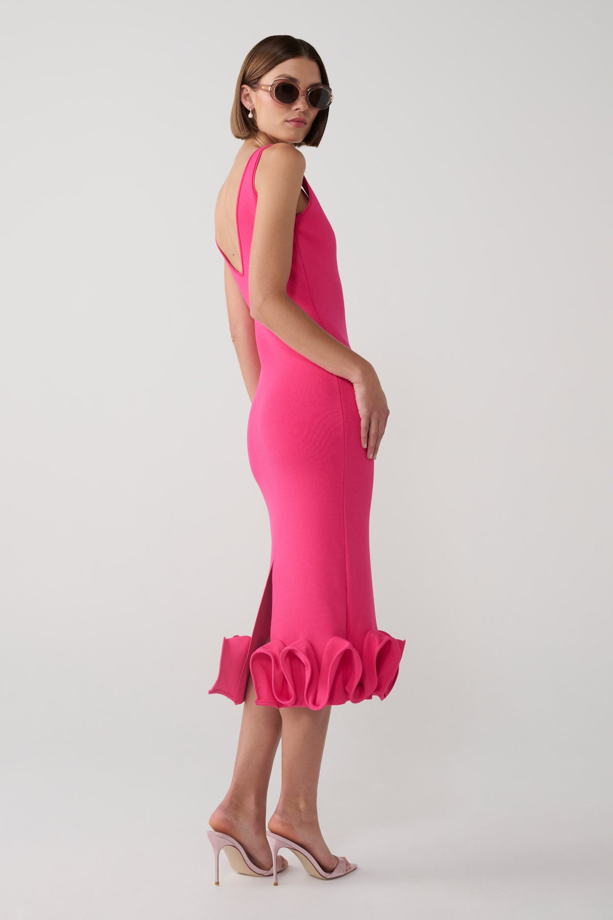 Wendy Wire Hem Knit Midi Dress - Fuschia