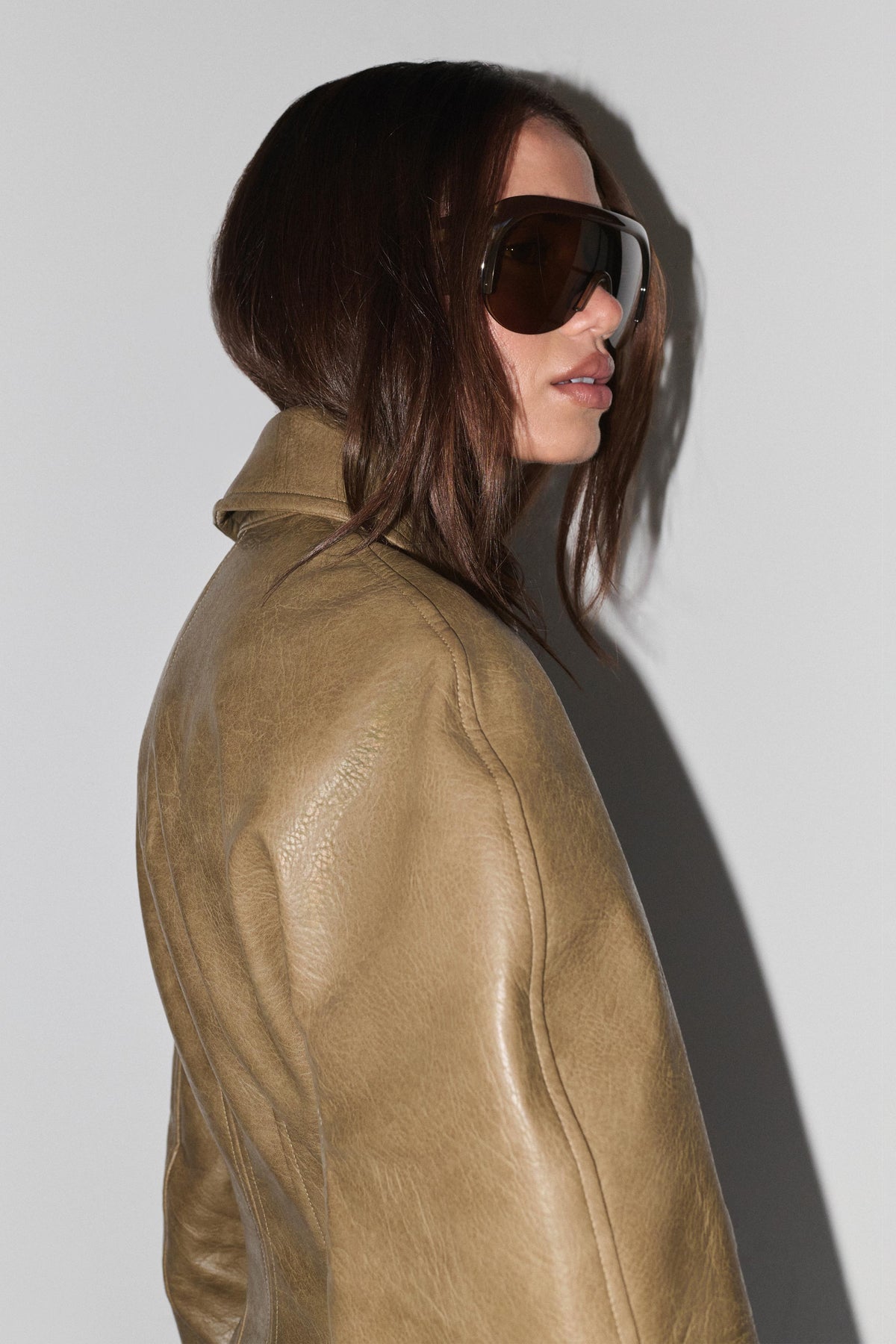 Jordana Faux Leather Mini Dress - Khaki #4