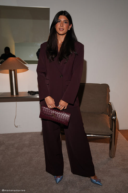 Arlo Wide Leg Suiting Trouser - Mahogany