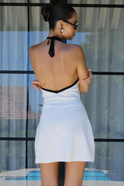 Grettel Contrast Halter Knit Mini Dress - White