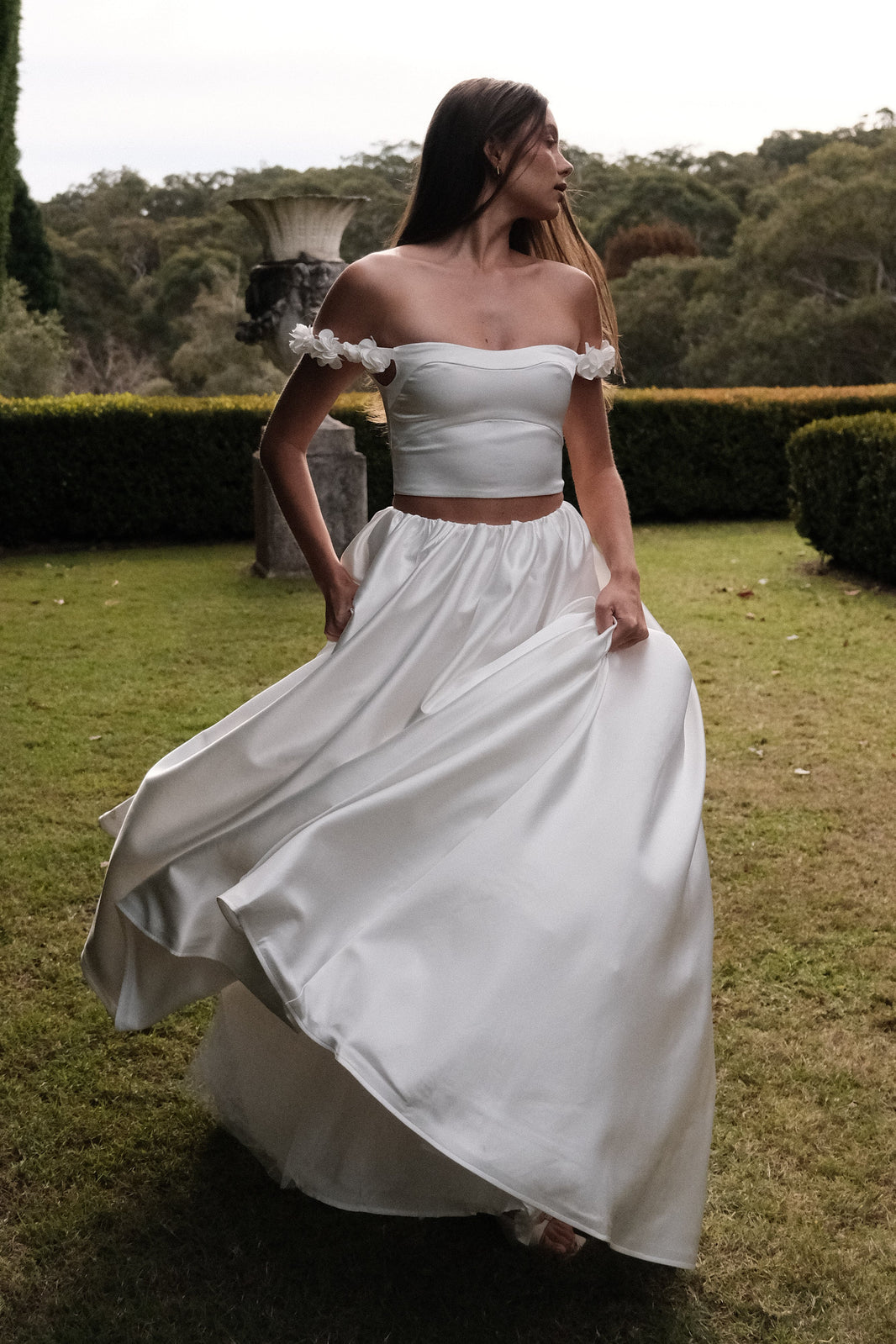 Satin Corset Top with Sheer Sleeves main image 0