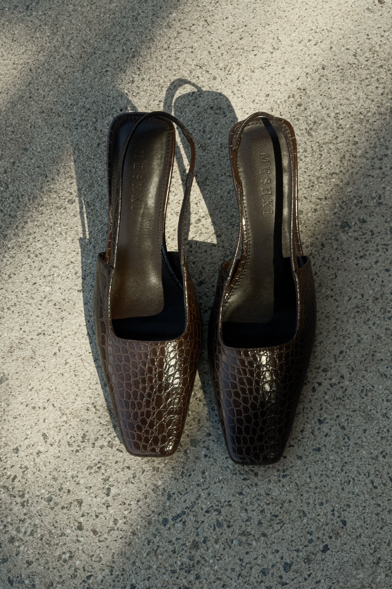 Maren Faux Leather Crocodile Heel - Chocolate #5