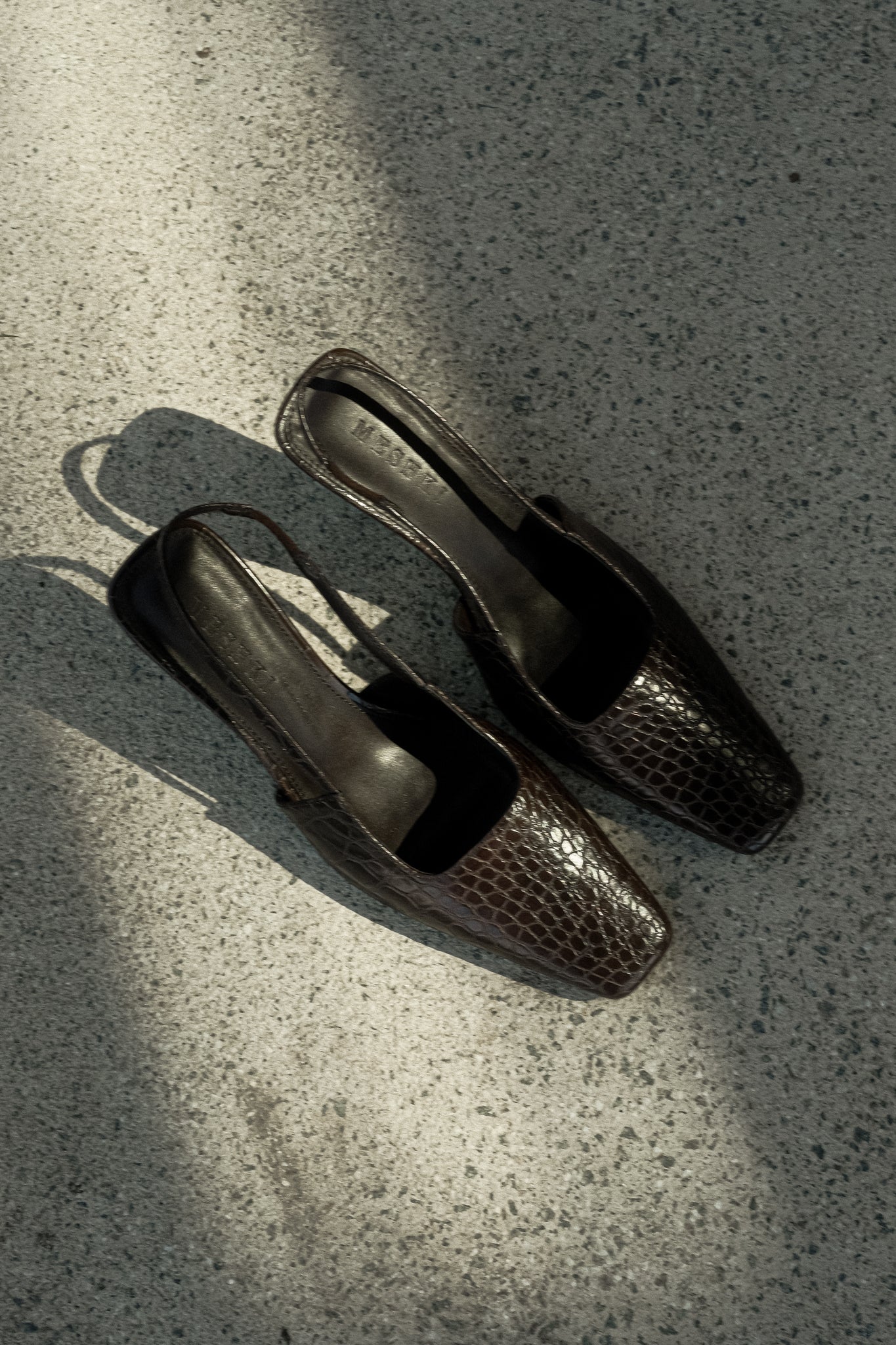 Maren Faux Leather Crocodile Heel - Chocolate