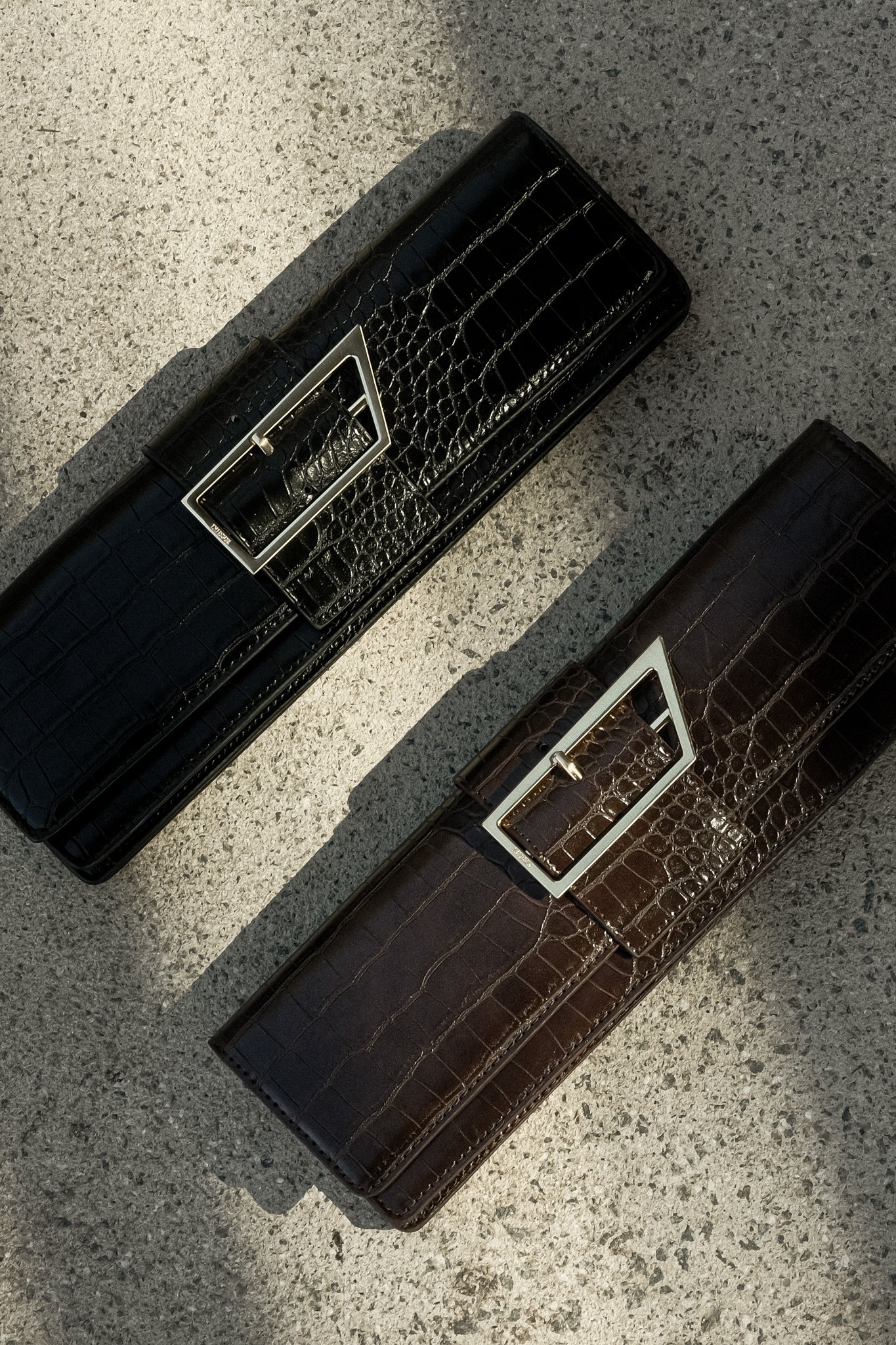 Jessica Faux Leather Crocodile Clutch - Burgundy #5