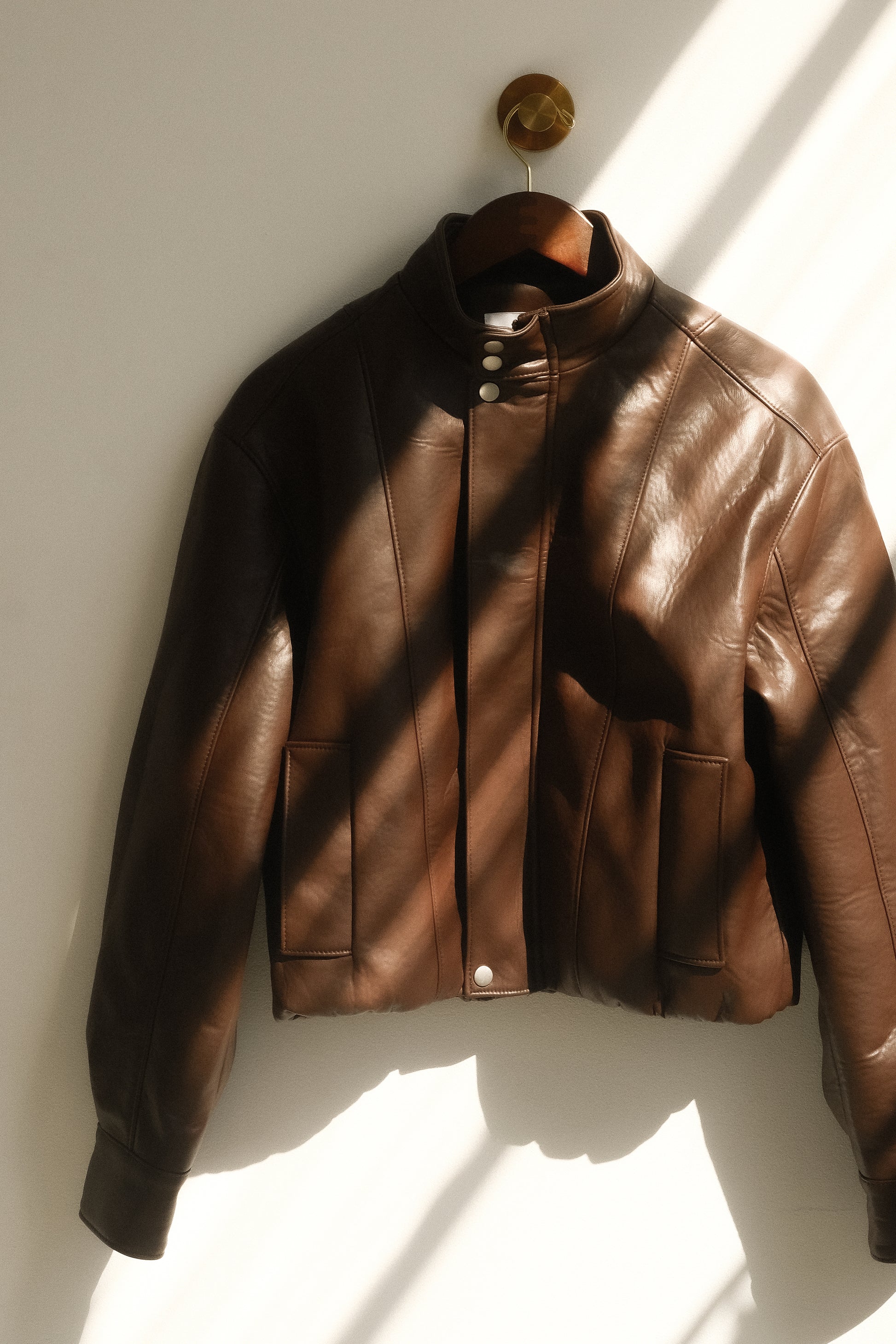 Curtis Faux Leather Bomber Jacket - Dark Chocolate #8