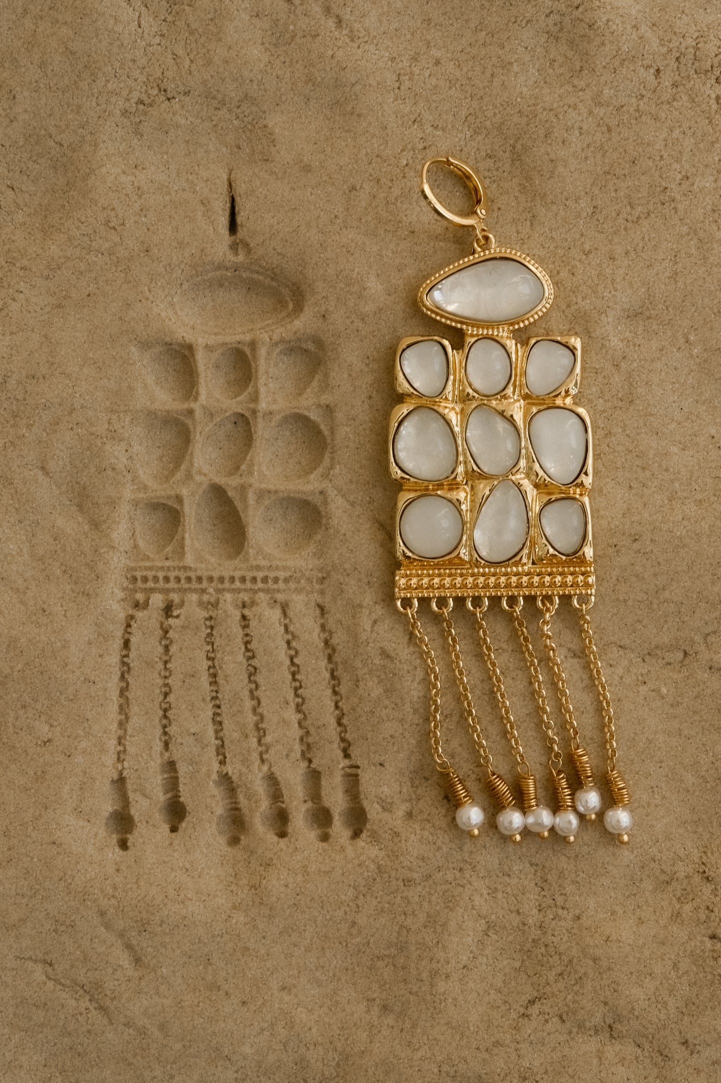Annika Horizontal Resin Drop Earrings - Gold