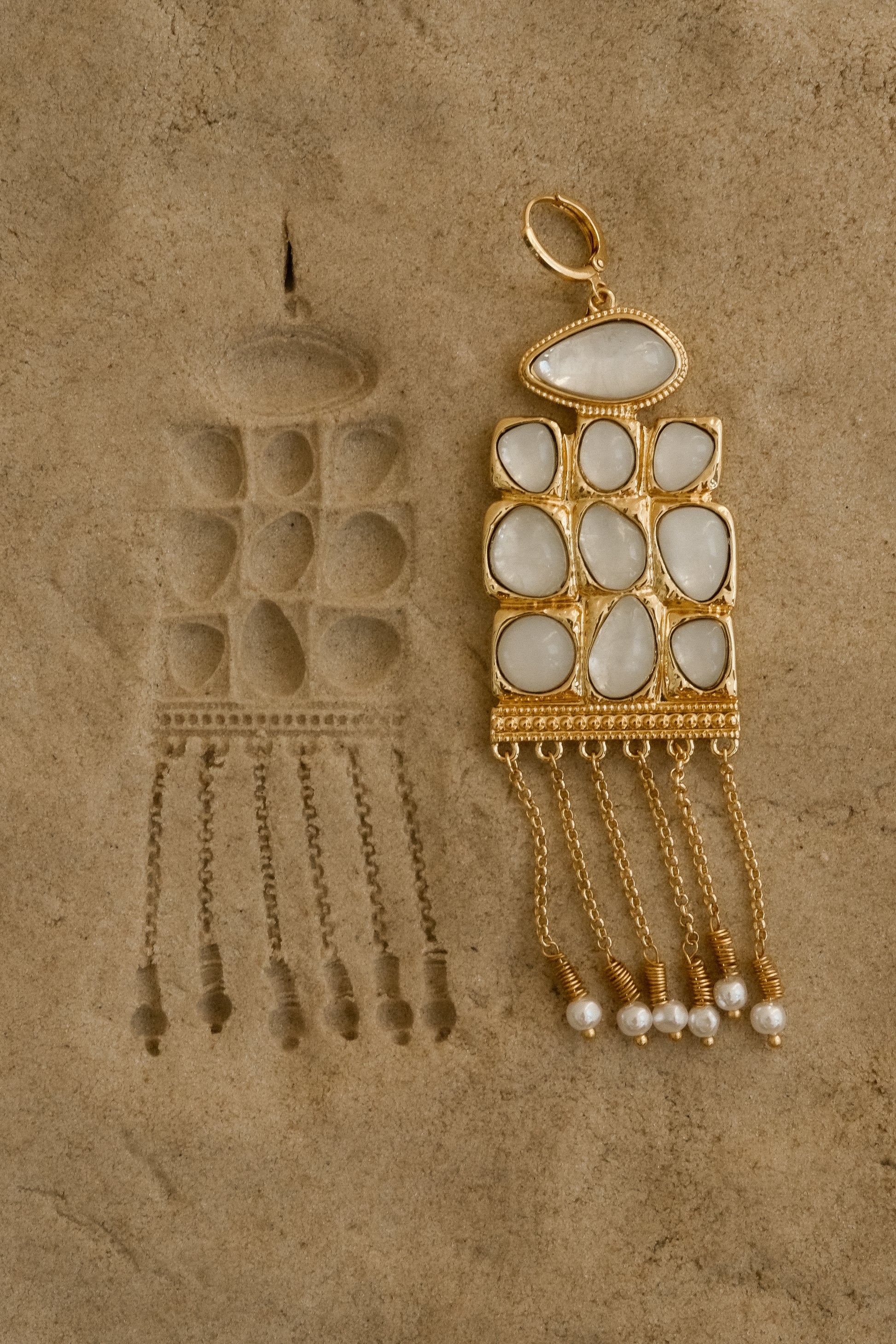 Annika Horizontal Resin Drop Earrings - Gold #4