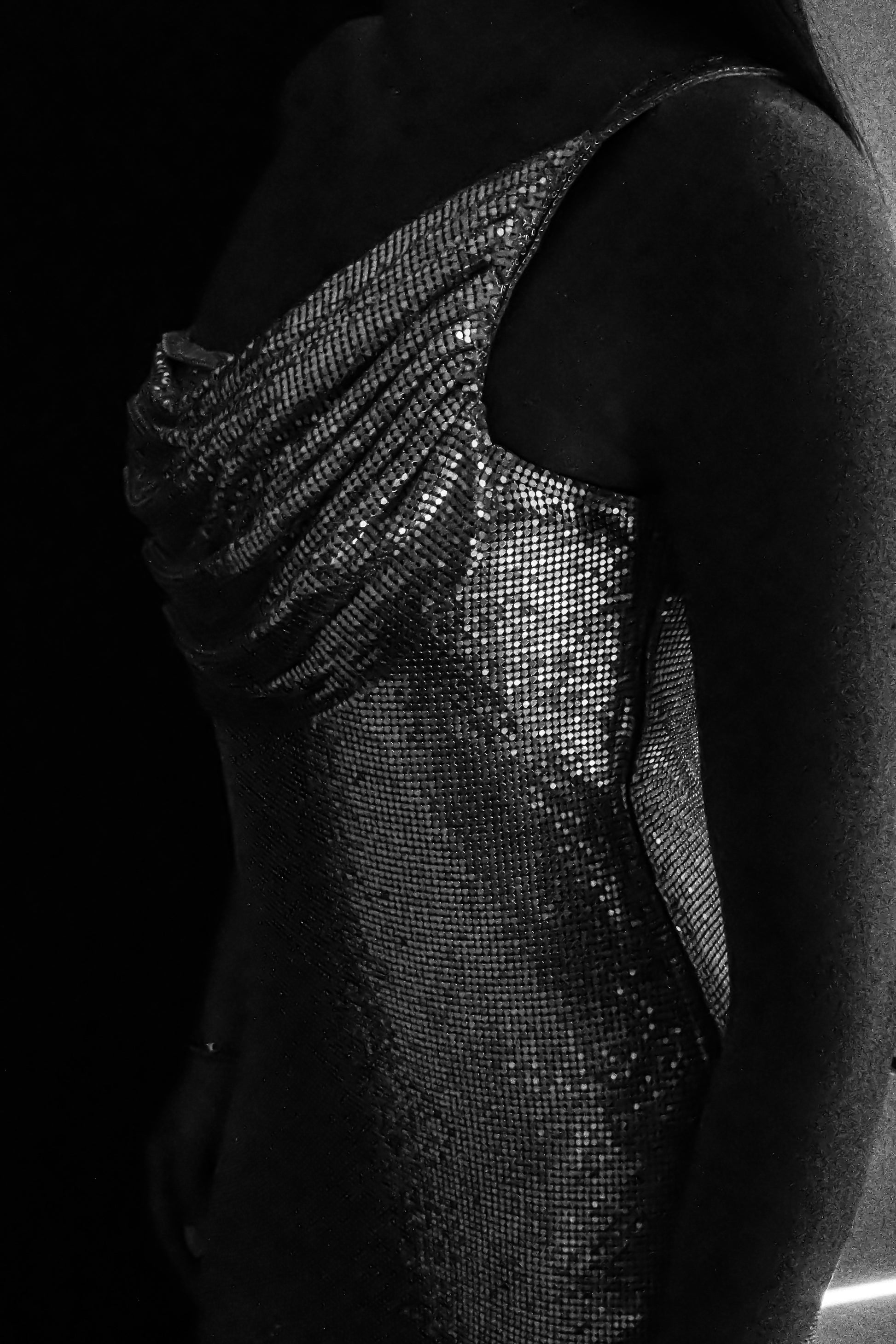 Lyle One Shoulder Glow Mesh Mini Dress - Silver #13