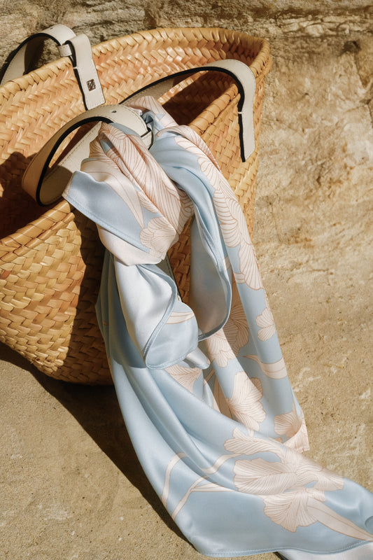 M-List Scarf - Blue Floral Print