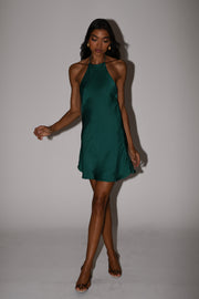 Atlas Satin Bow Mini Dress - Emerald