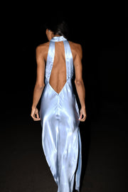 Claire Satin Drape Back Maxi Dress - Ice Blue