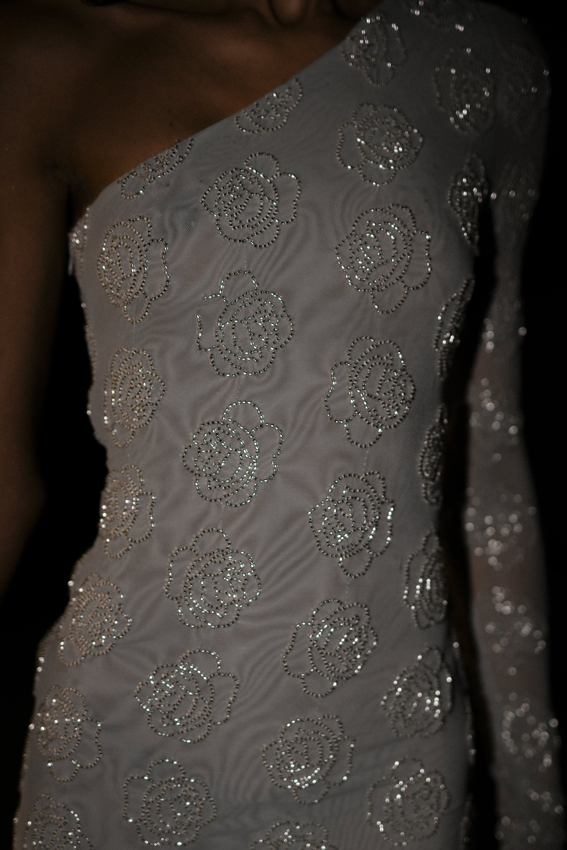 Tinsley Rose Beaded One Shoulder Micro Mini Dress - Silver #3