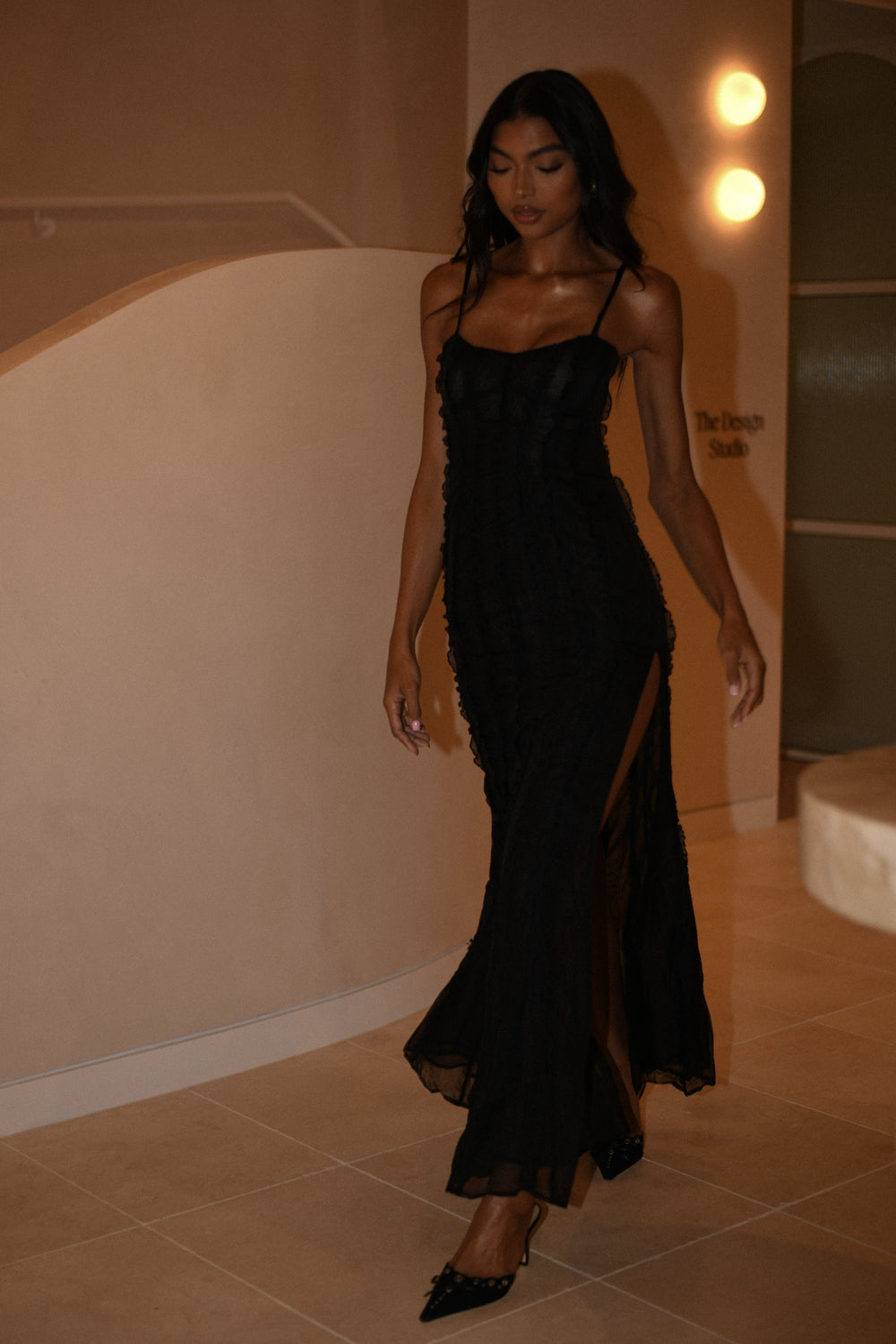 Jacinta Chiffon Maxi Dress - Black