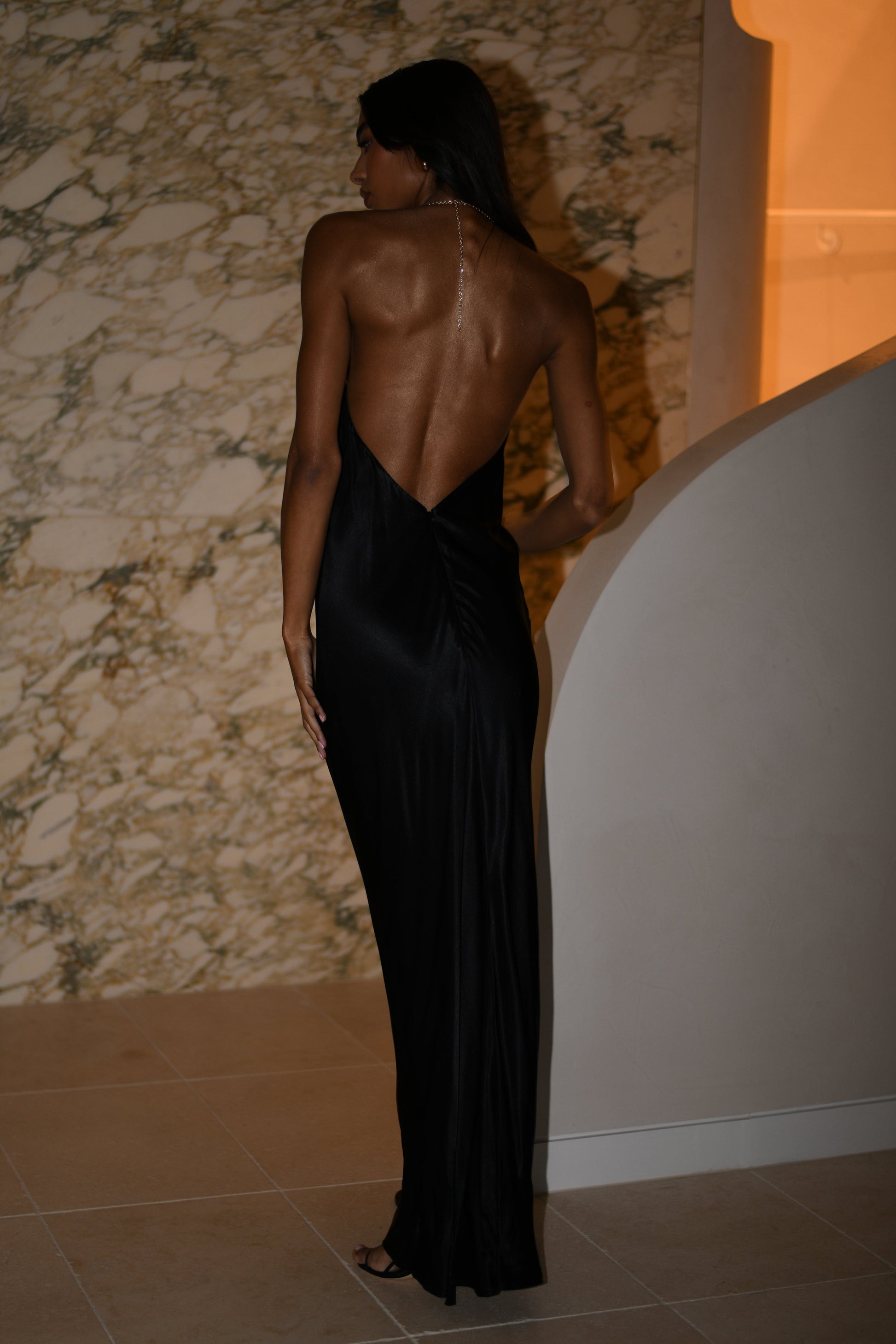 Melissa Satin Cowl Front Maxi Dress - Black #6