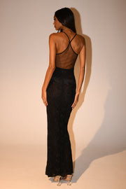 Kathy Rose Beaded Midi Dress - Black