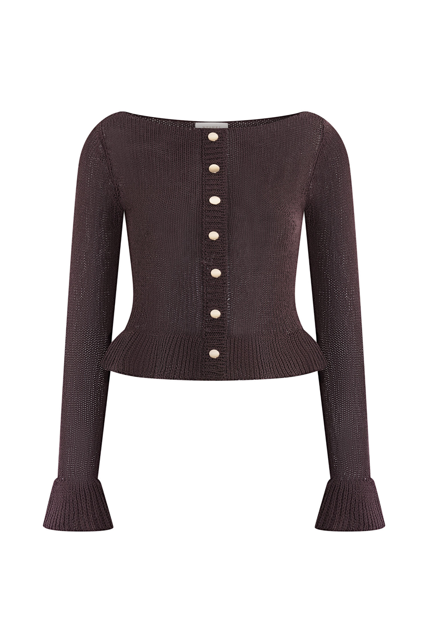 Eleanor Knit Frill Cardigan - Chocolate | MESHKI