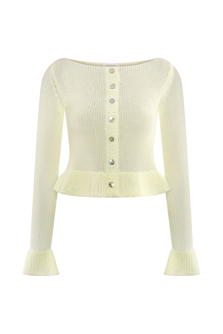 Jacquard Knit Frill Short - Pearl
