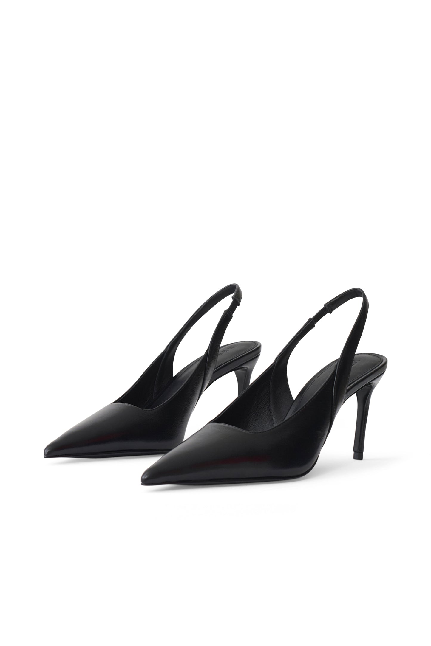 Samar Pointed Sling Back Heels - Black