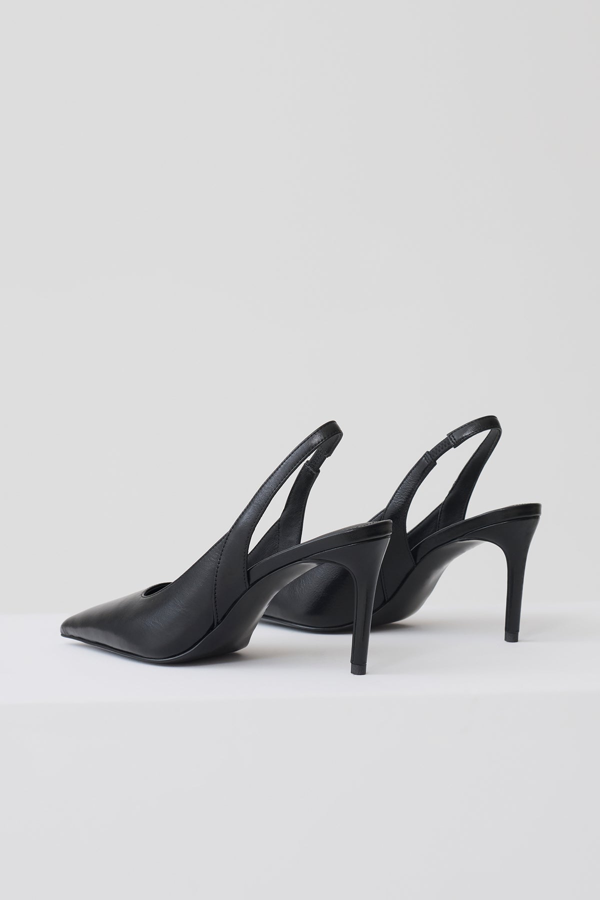 Samar Pointed Sling Back Heels - Black