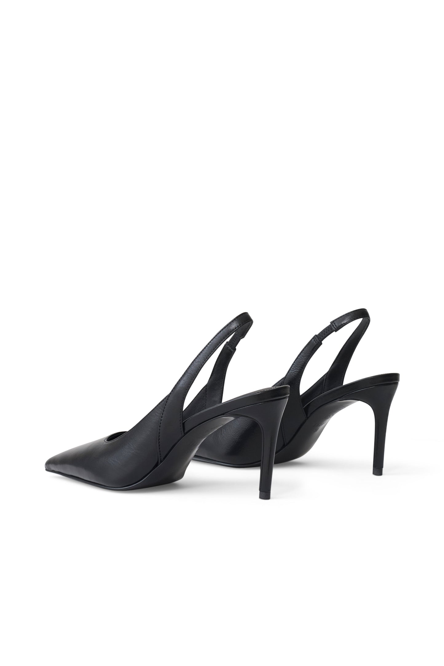 Samar Pointed Sling Back Heels - Black