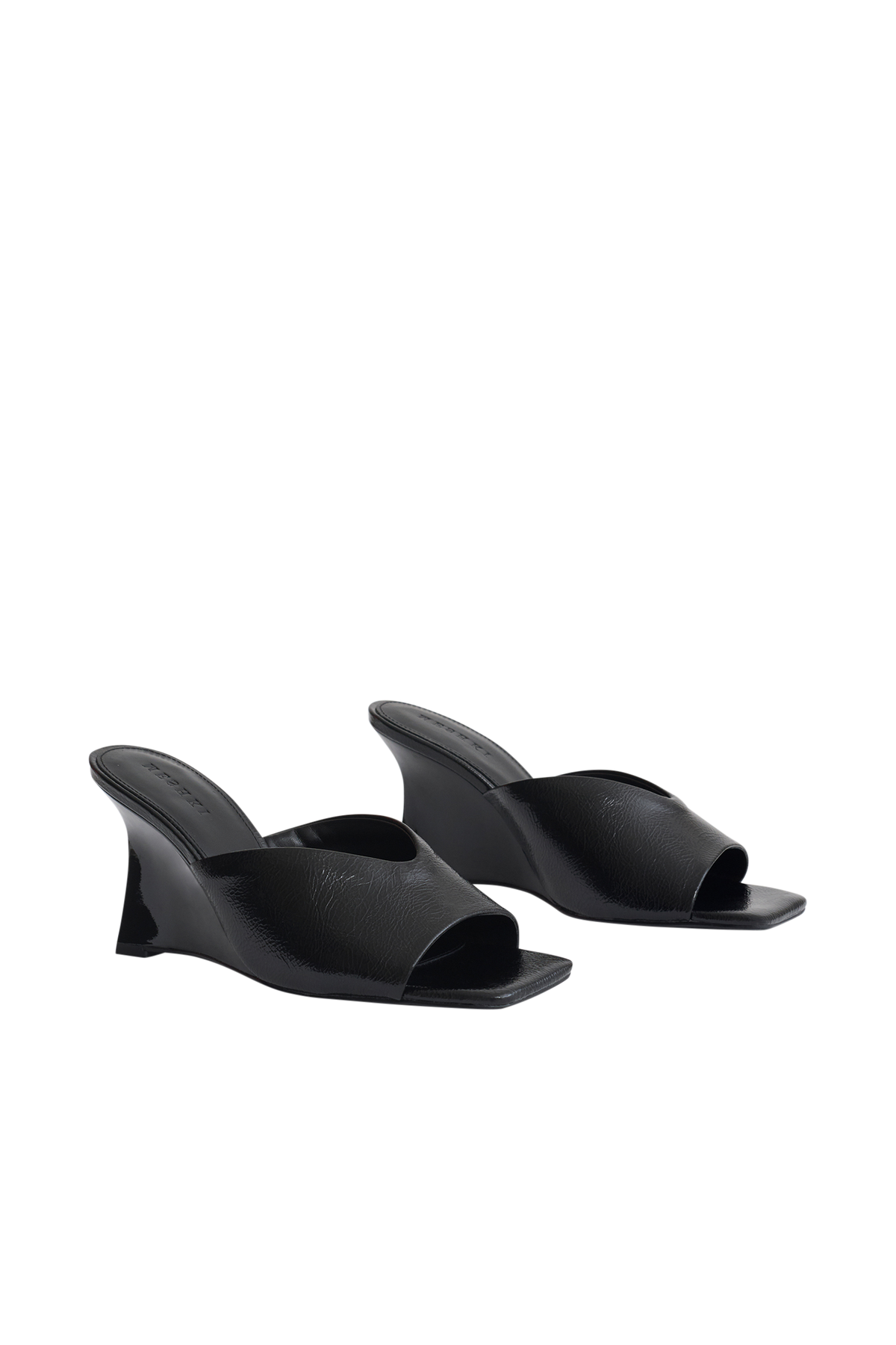 Jody Square Toe Wedge - Black Crinkle Pu #5