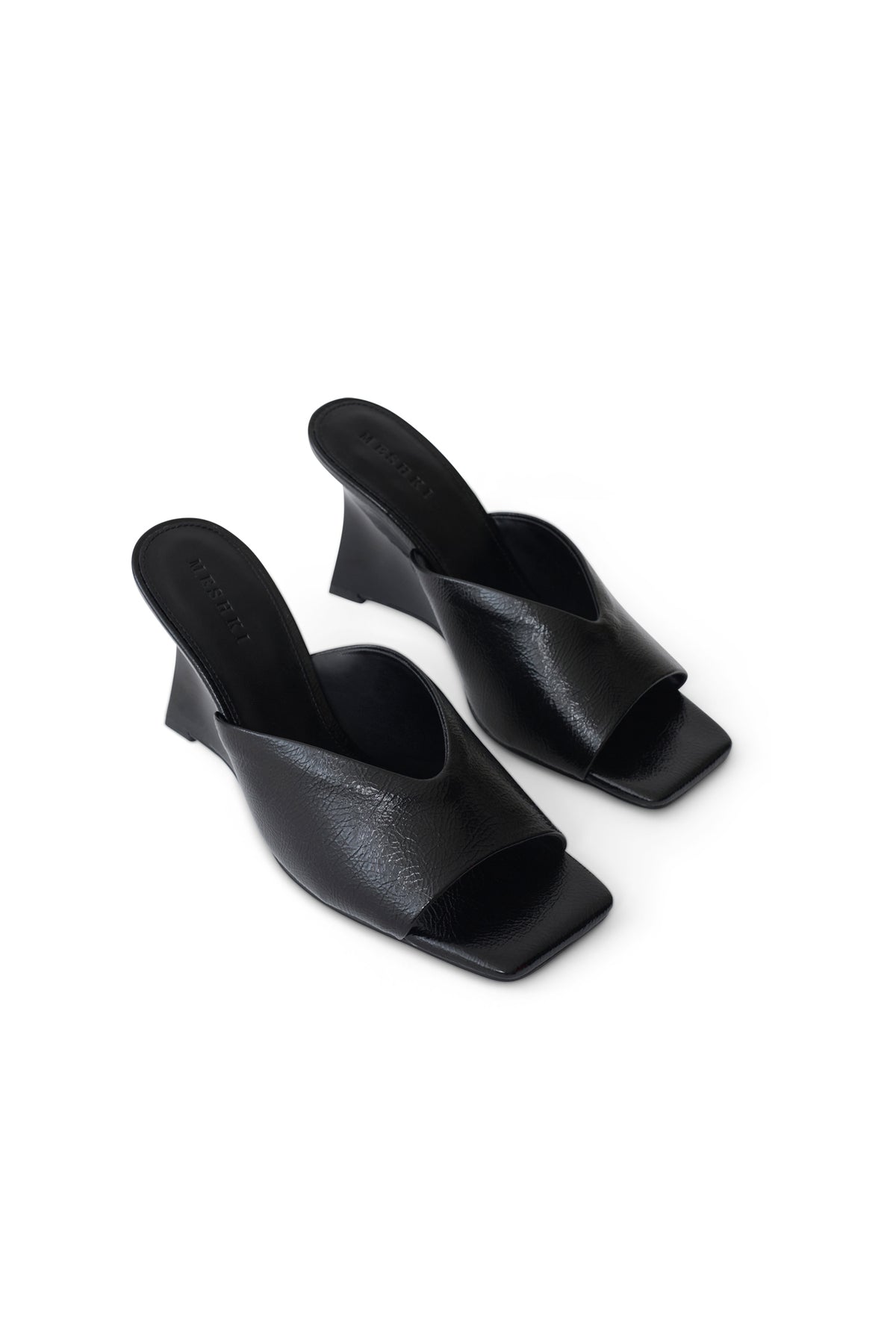 Jody Square Toe Wedge - Black Crinkle Pu #2